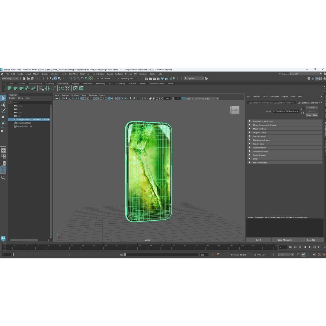 Google Pixel 8a Aloe 3D Model – Low Poly Phone Asset, FBX, OBJ