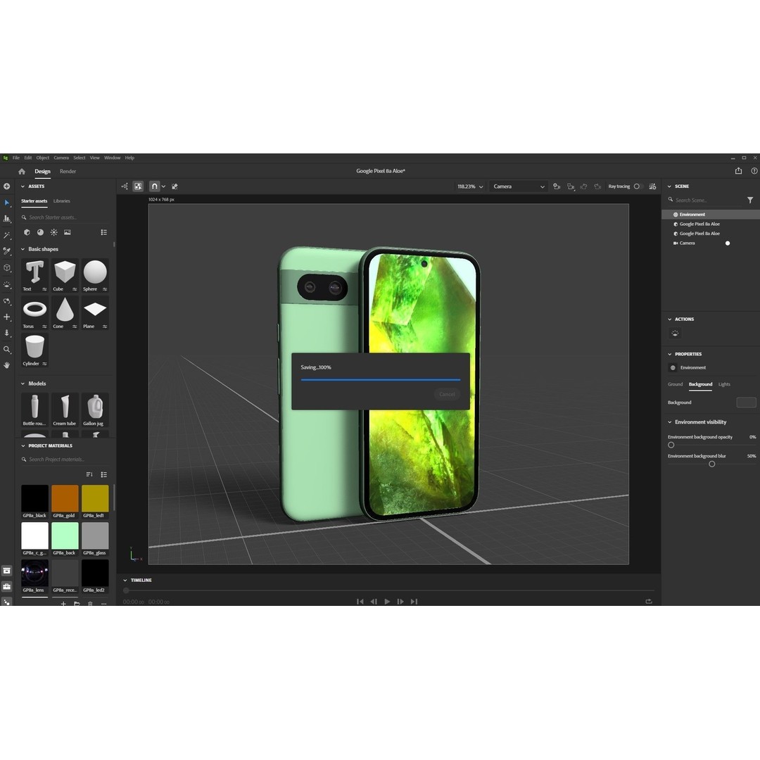 Google Pixel 8a Aloe 3D Model – Low Poly Phone Asset, FBX, OBJ - View 31