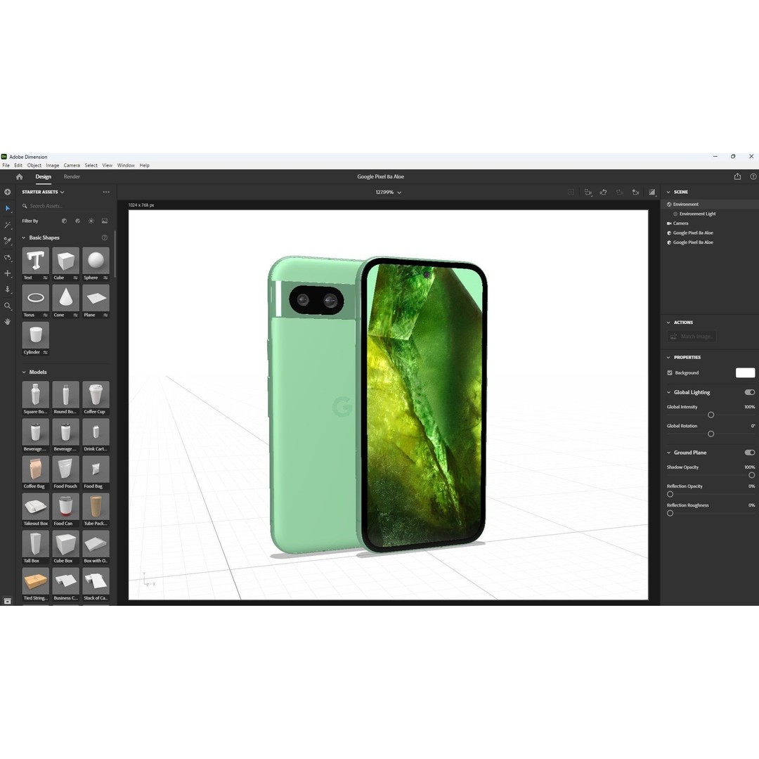 Google Pixel 8a Aloe 3D Model – Low Poly Phone Asset, FBX, OBJ - View 34