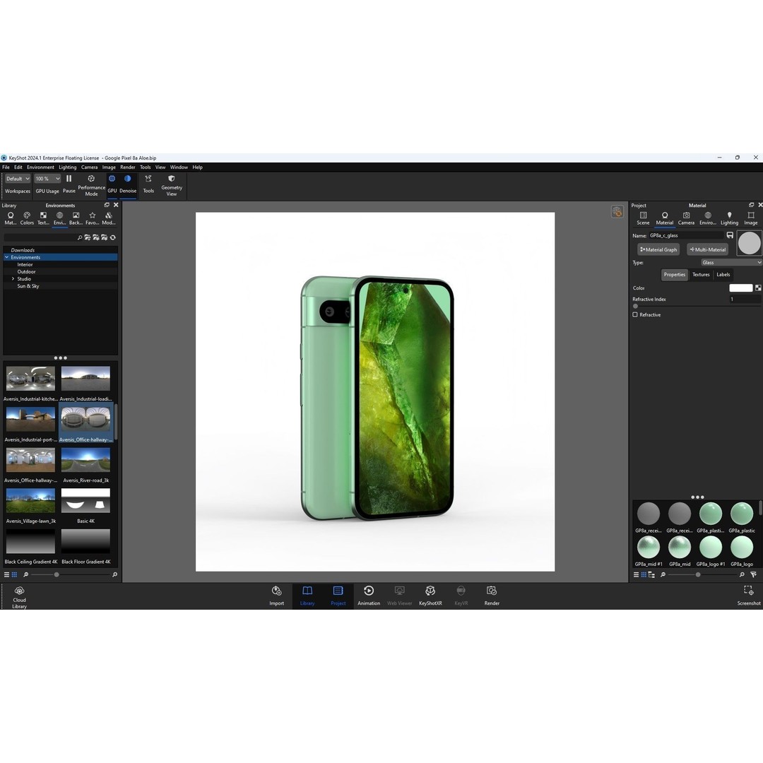 Google Pixel 8a Aloe 3D Model – Low Poly Phone Asset, FBX, OBJ - View 35