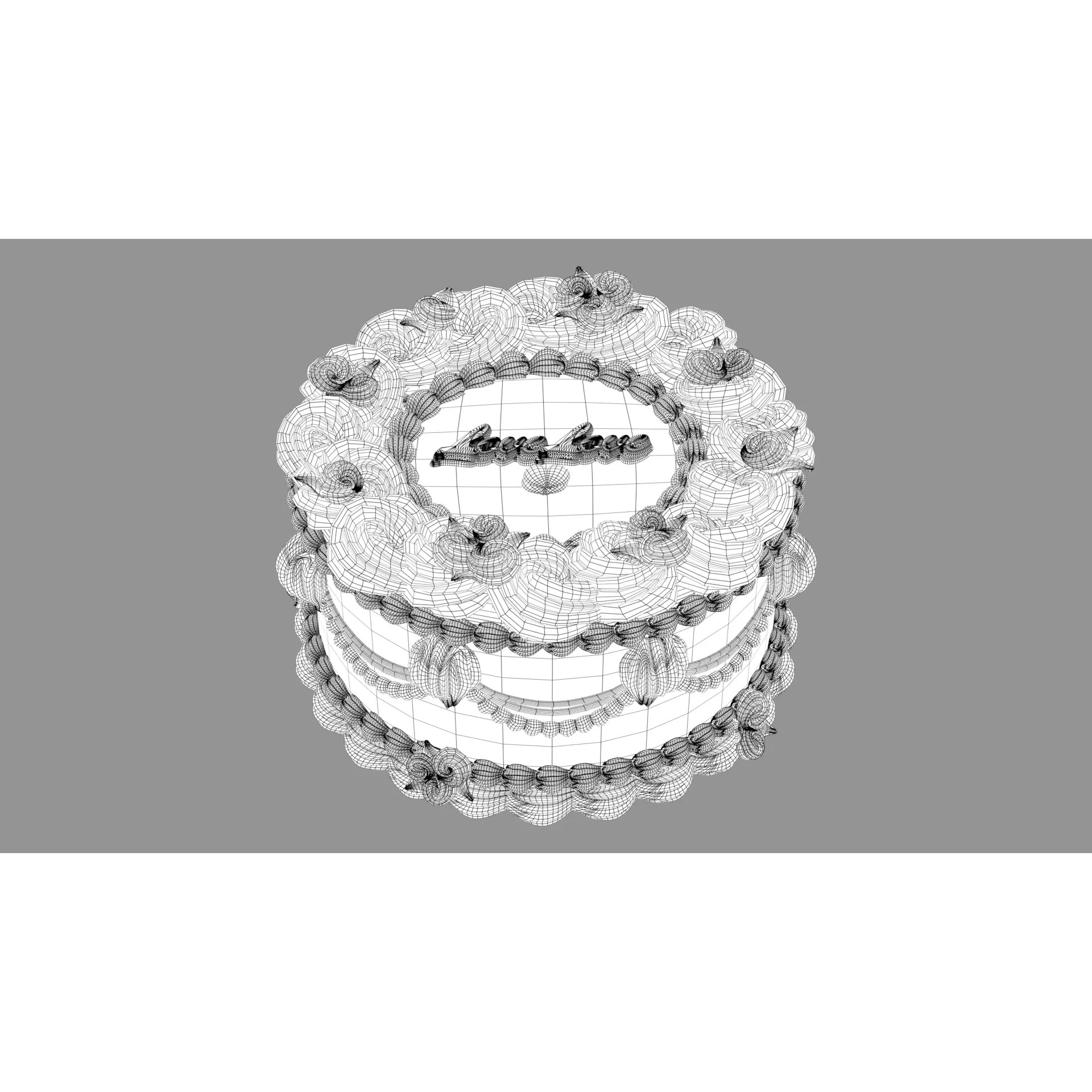 Rose Cake - Stylized White Whole Cake 3D Model - View 11