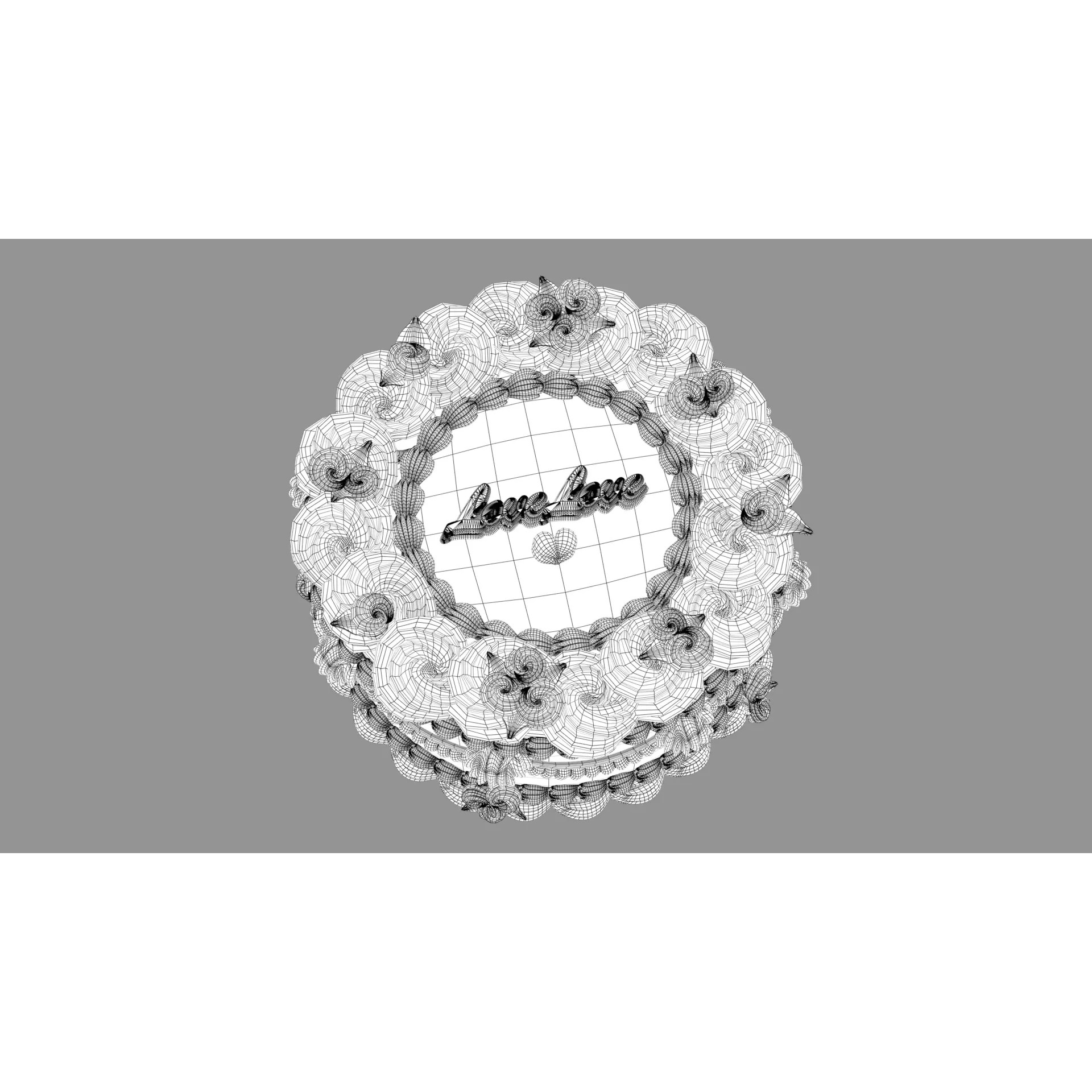 Rose Cake - Stylized White Whole Cake 3D Model - View 12