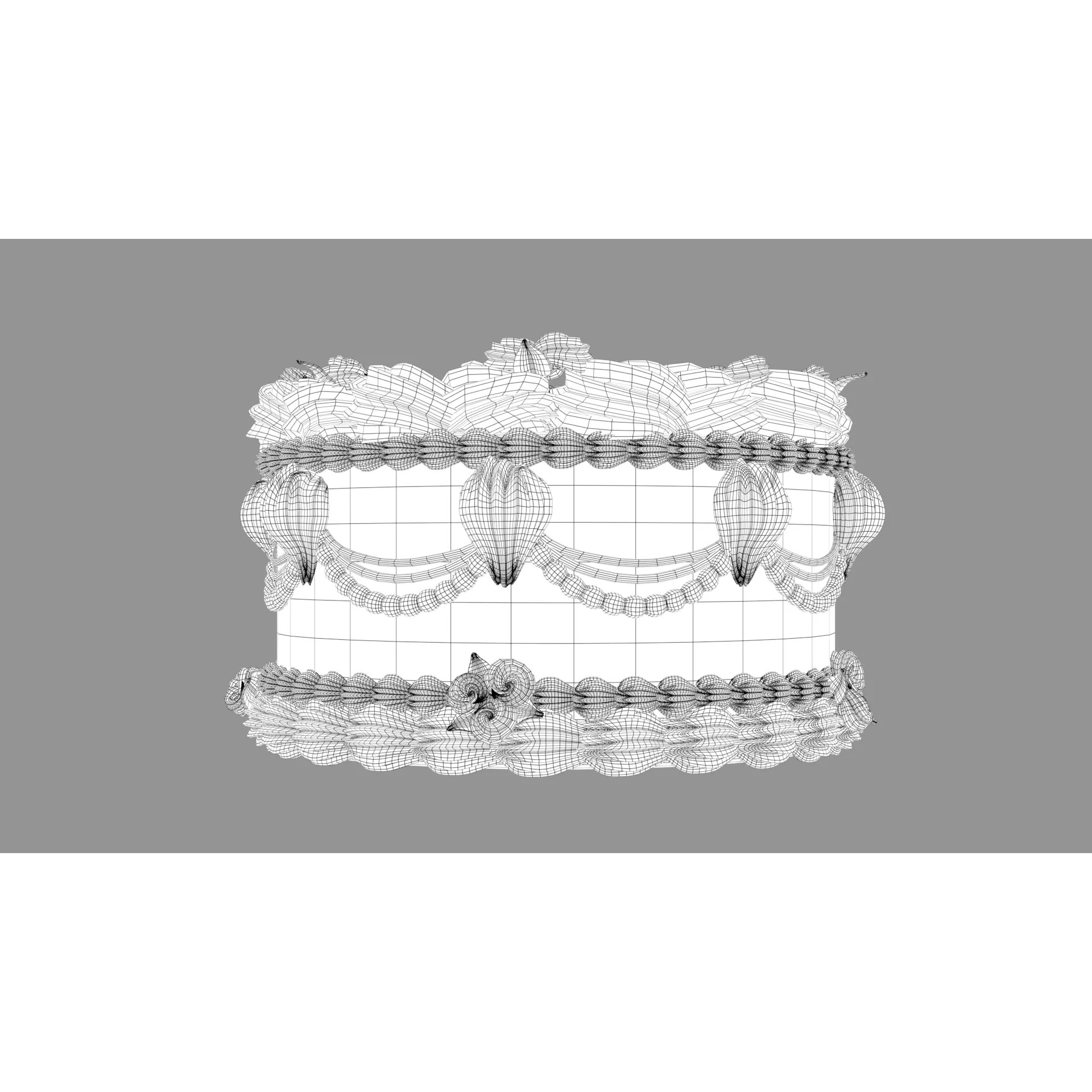 Rose Cake - Stylized White Whole Cake 3D Model - View 13