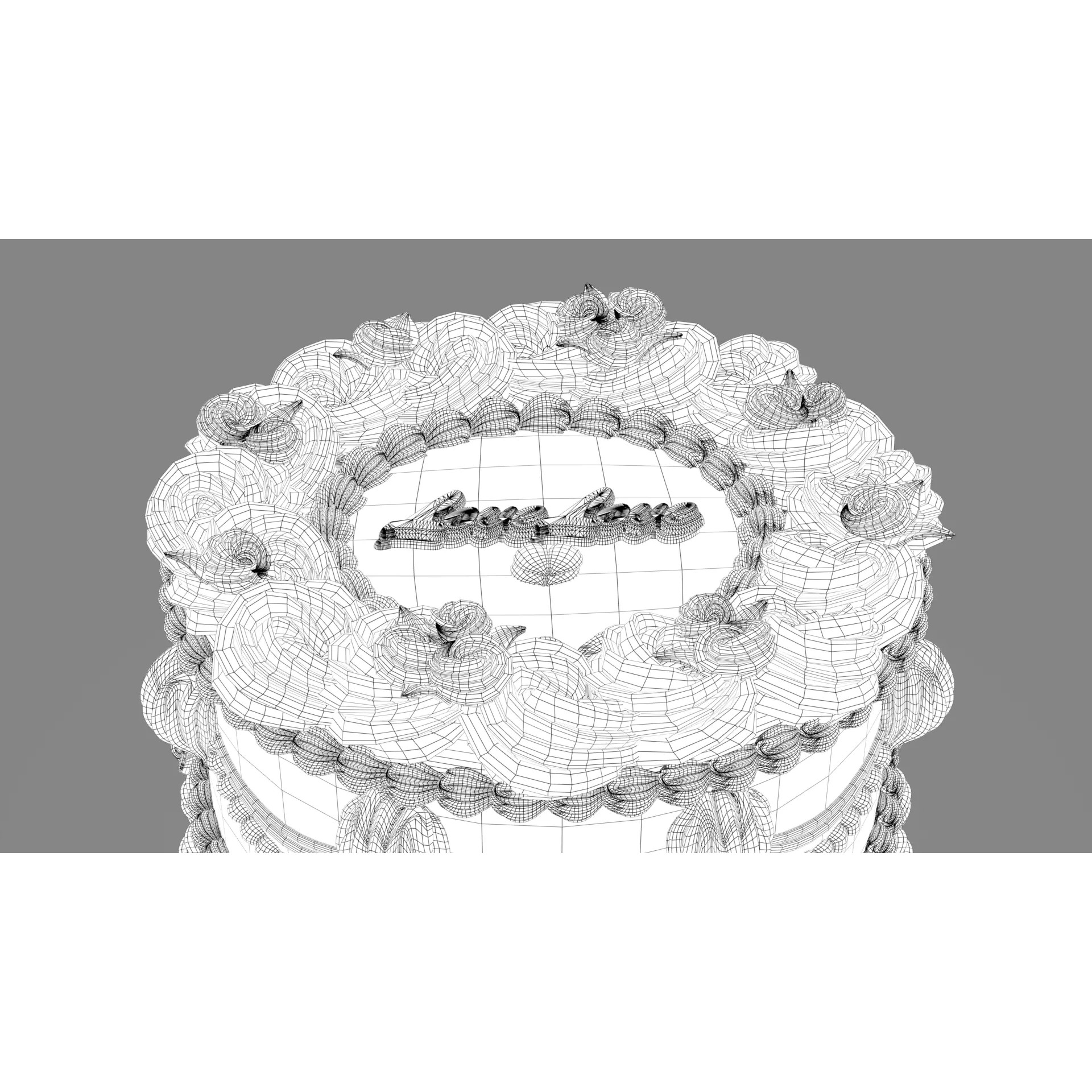 Rose Cake - Stylized White Whole Cake 3D Model - View 16