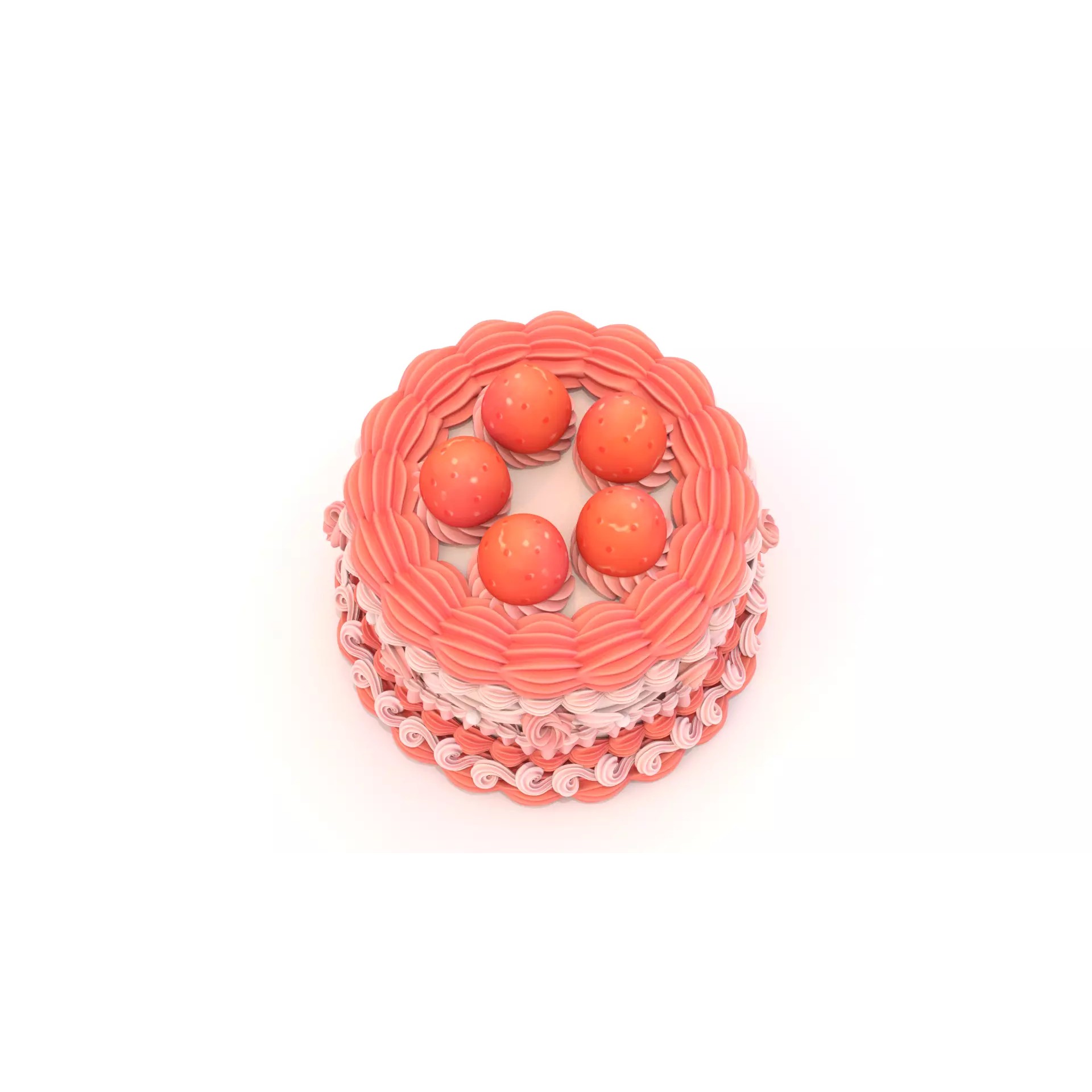 Strawberry Cake 2 - Stylized Strawberry Rose 3D Model - View 4