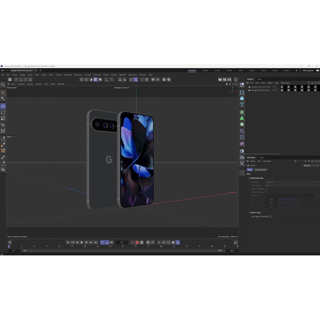 Google Pixel 9 Pro XL 3D Model – Low Poly Phone, PBR Textures, FBX - View 29