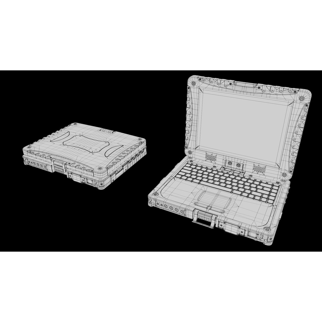 Military Rugged Notebook 3D Model – High Poly Photorealistic Asset, FBX, OBJ - View 23