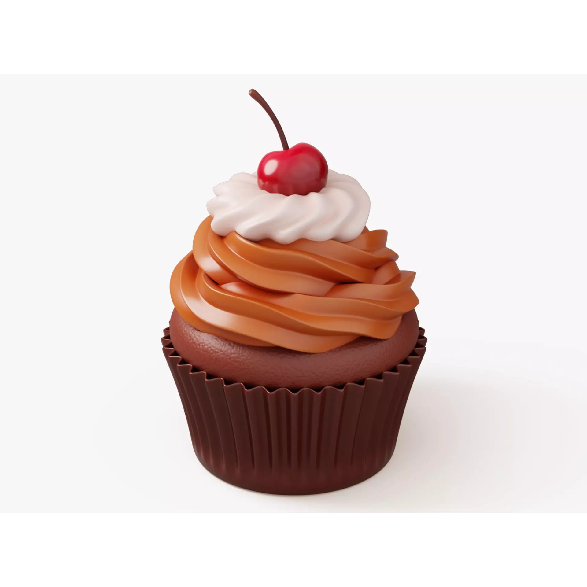 Chocolate Cupcake with Cherry - Game-Ready 3D Model - View 2