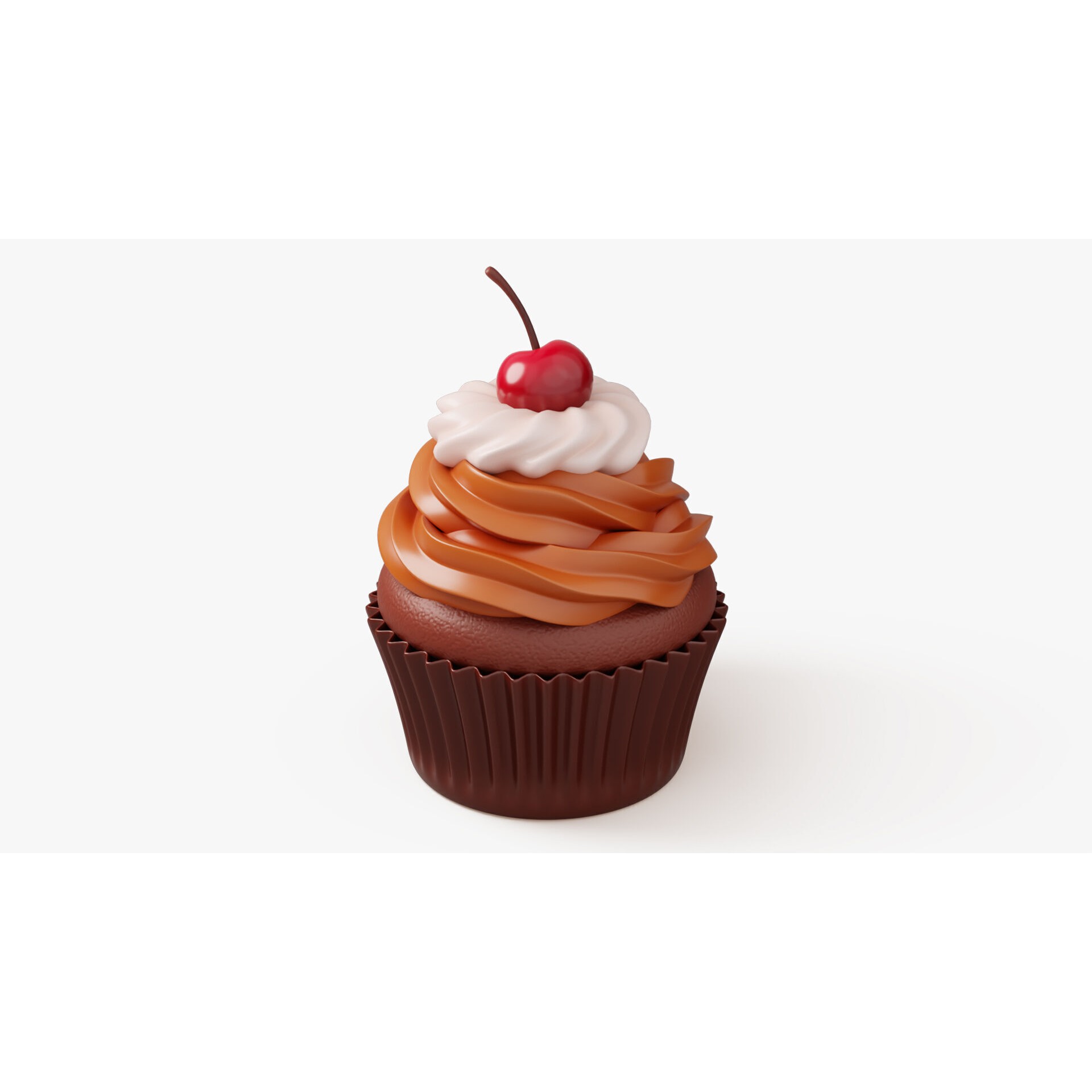 Chocolate Cupcake with Cherry - Game-Ready 3D Model - View 3