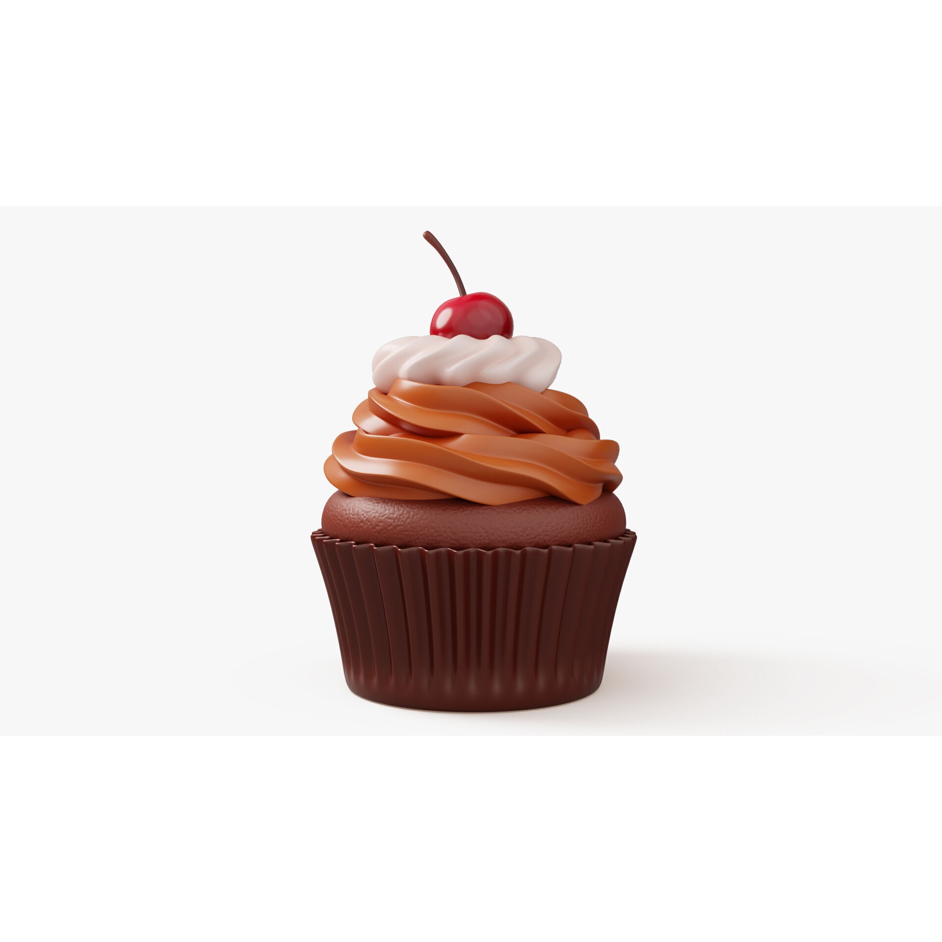 Chocolate Cupcake with Cherry - Game-Ready 3D Model - View 4