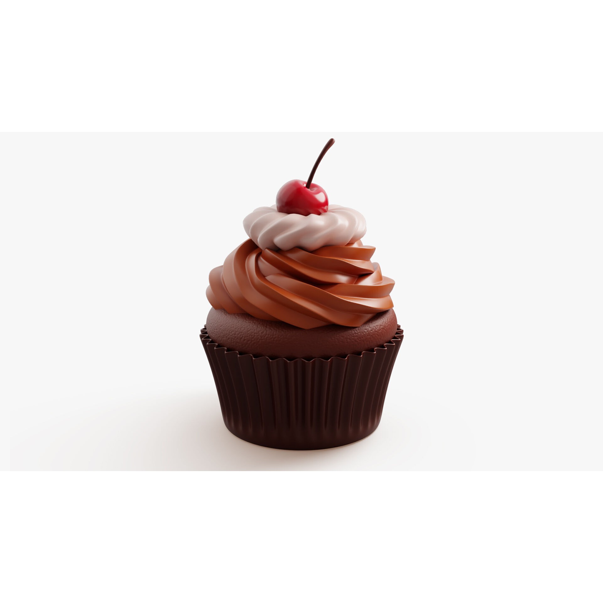 Chocolate Cupcake with Cherry - Game-Ready 3D Model - View 6