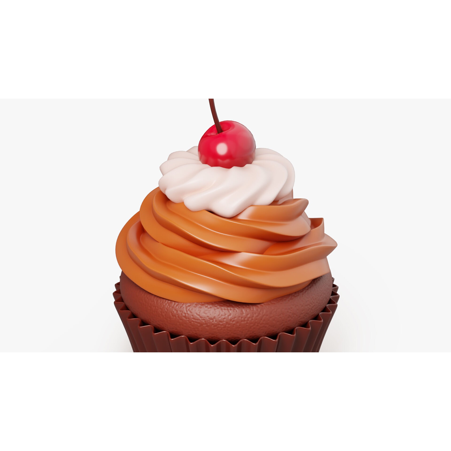 Chocolate Cupcake with Cherry - Game-Ready 3D Model - View 7