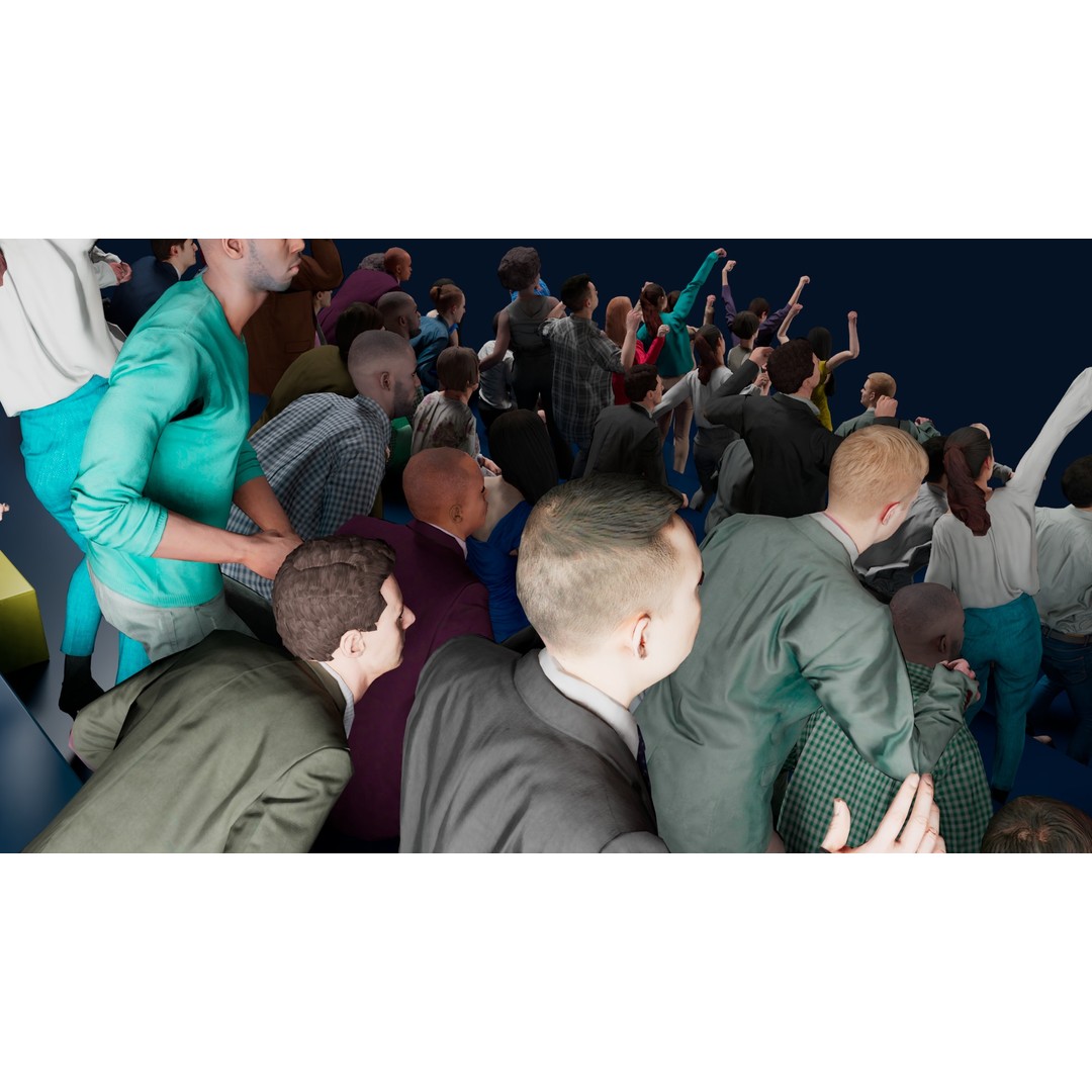 Cheering People 3D Model – Low Poly Animated Pack, FBX, Blender - View 11