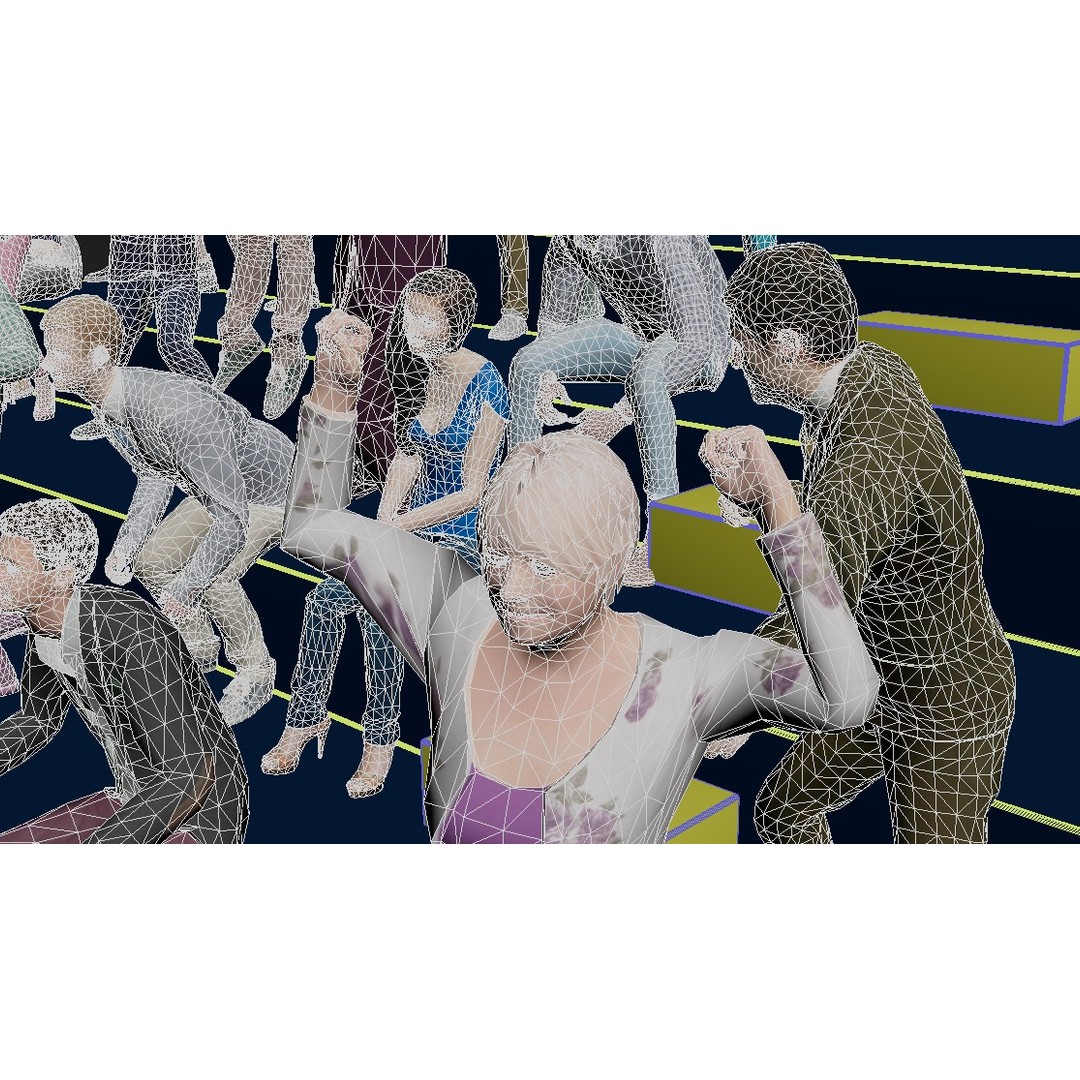 Cheering People 3D Model – Low Poly Animated Pack, FBX, Blender - View 12