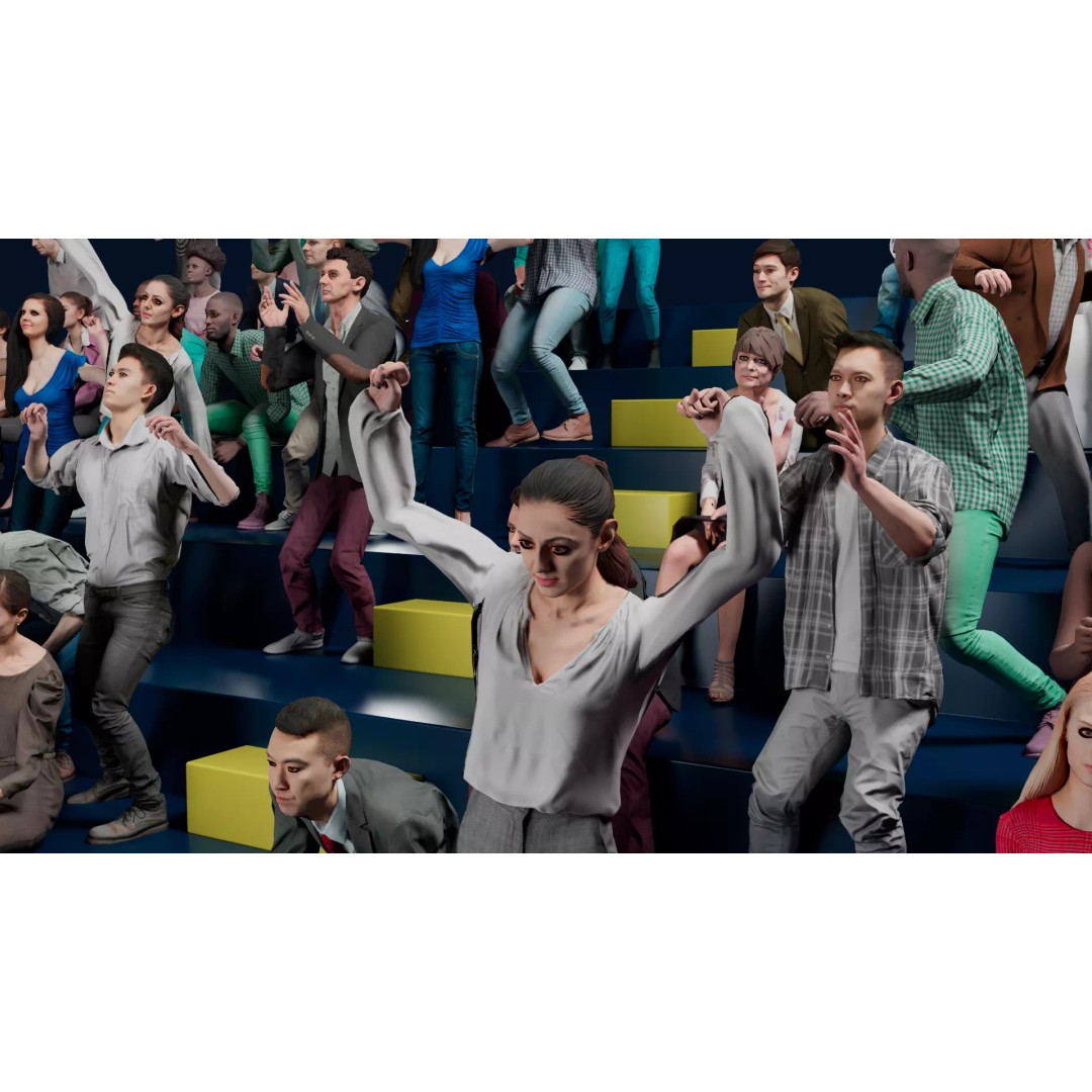 Cheering People 3D Model – Low Poly Animated Pack, FBX, Blender - View 2