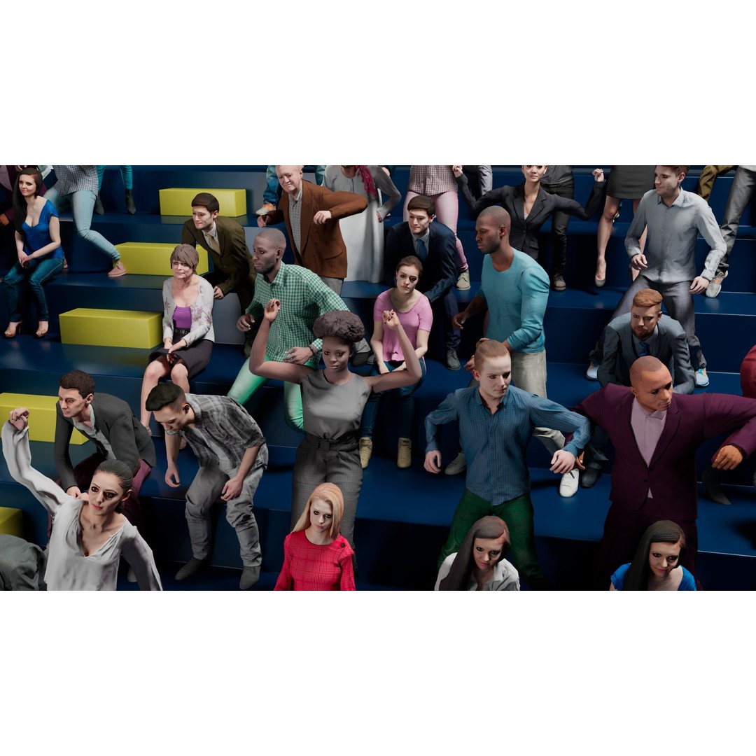 Cheering People 3D Model – Low Poly Animated Pack, FBX, Blender - View 7