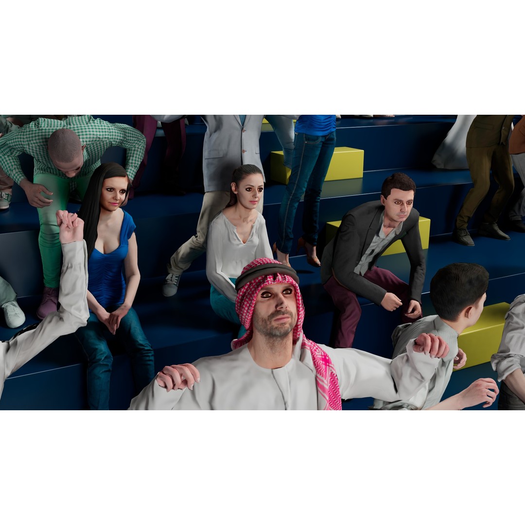 Cheering People 3D Model – Low Poly Animated Pack, FBX, Blender - View 8