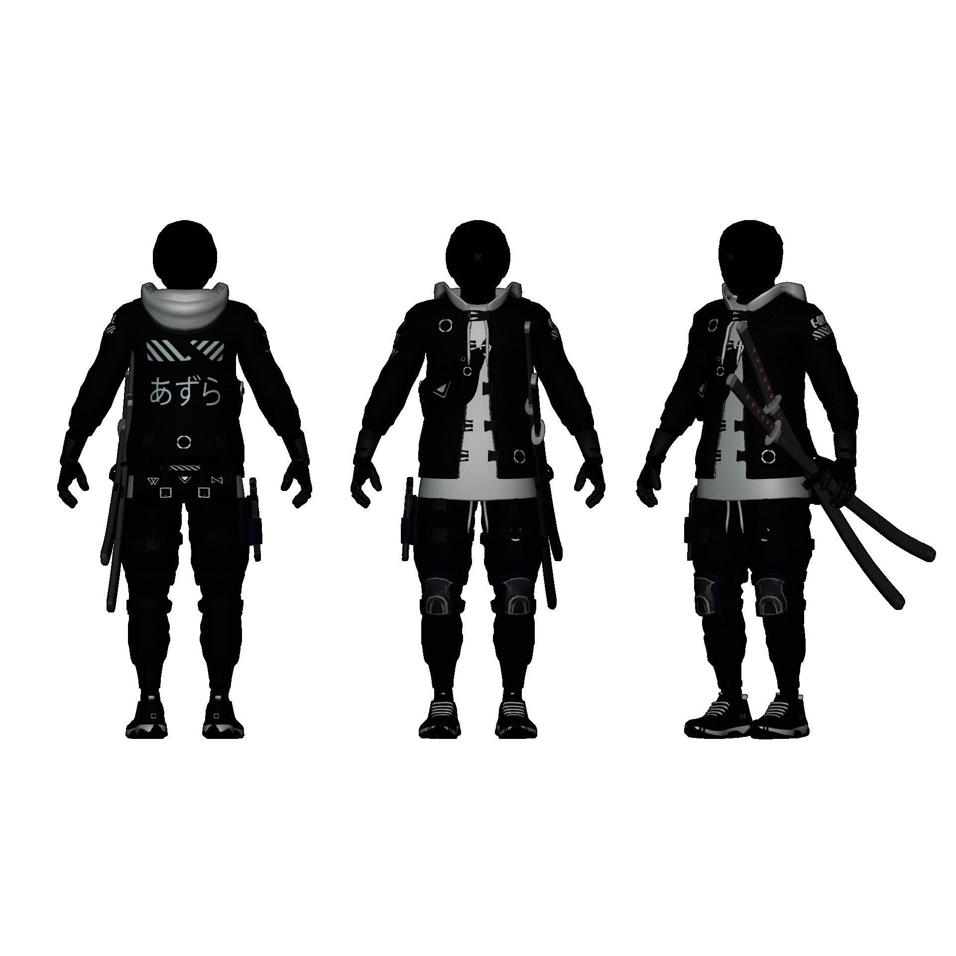 Cyberpunk Azura Robot - Low-Poly Game-Ready 3D Model - View 10