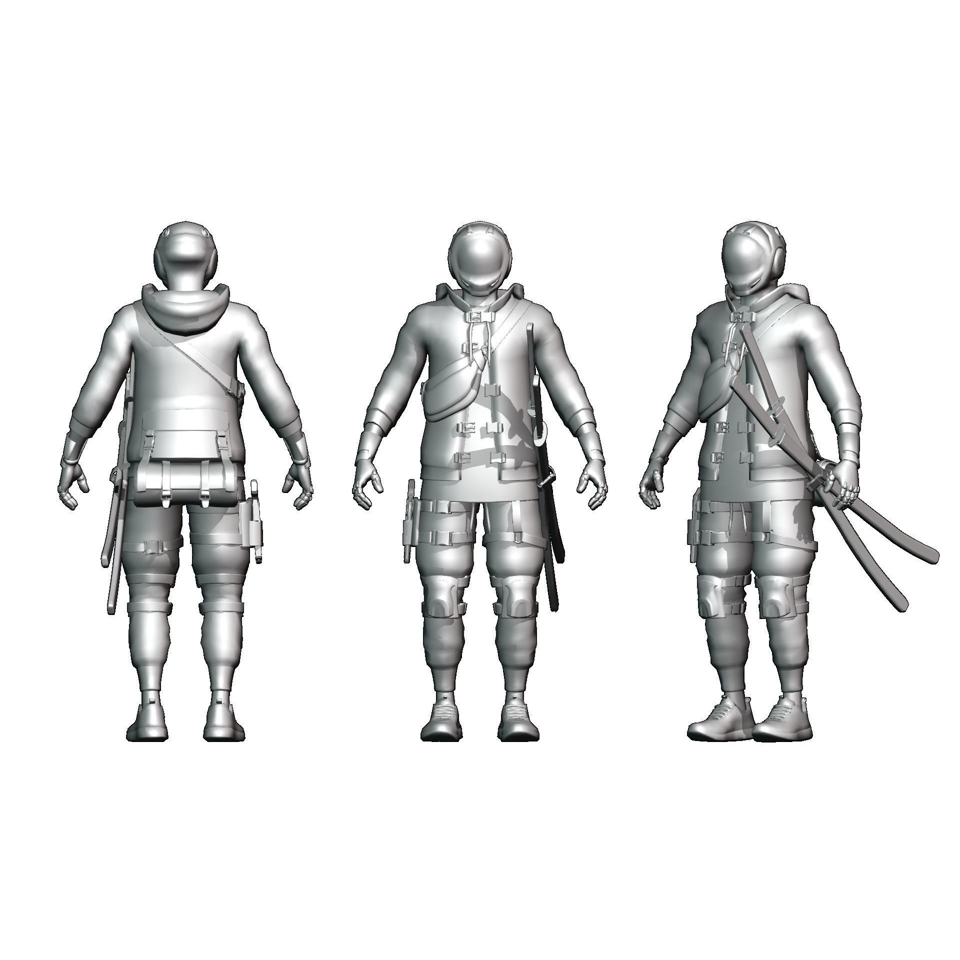 Cyberpunk Azura Robot - Low-Poly Game-Ready 3D Model - View 11