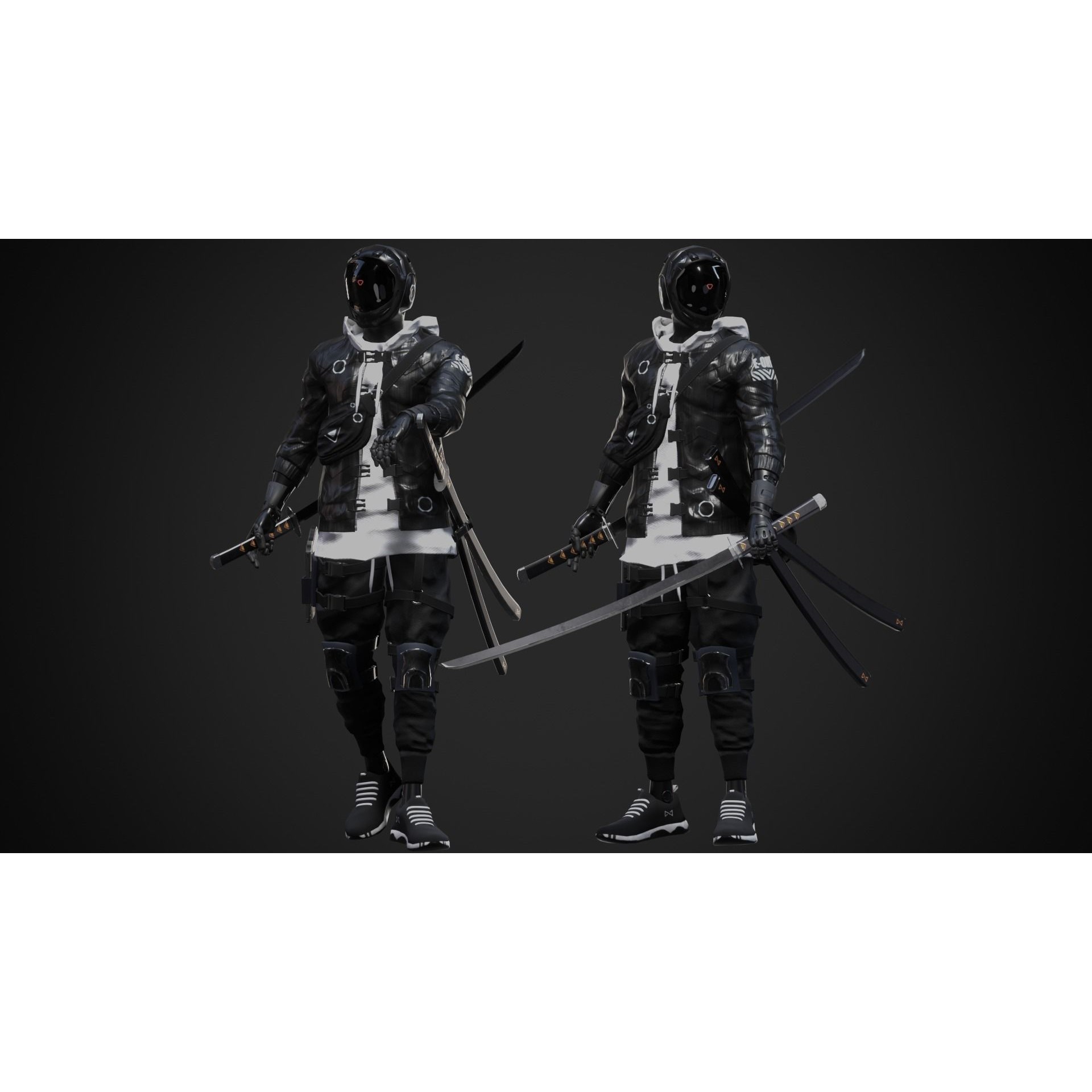 Cyberpunk Azura Robot - Low-Poly Game-Ready 3D Model - View 3