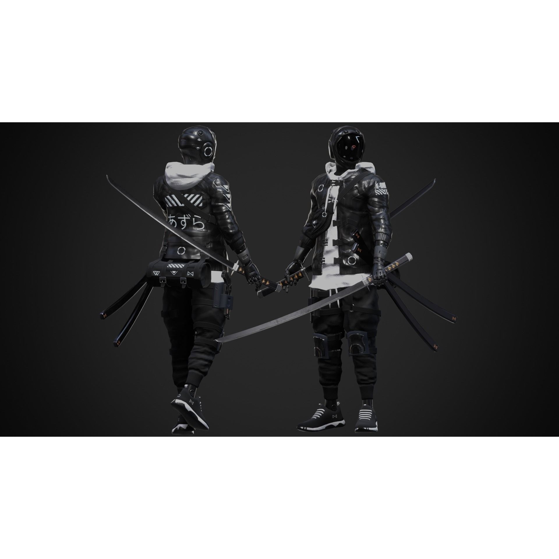 Cyberpunk Azura Robot - Low-Poly Game-Ready 3D Model - View 4