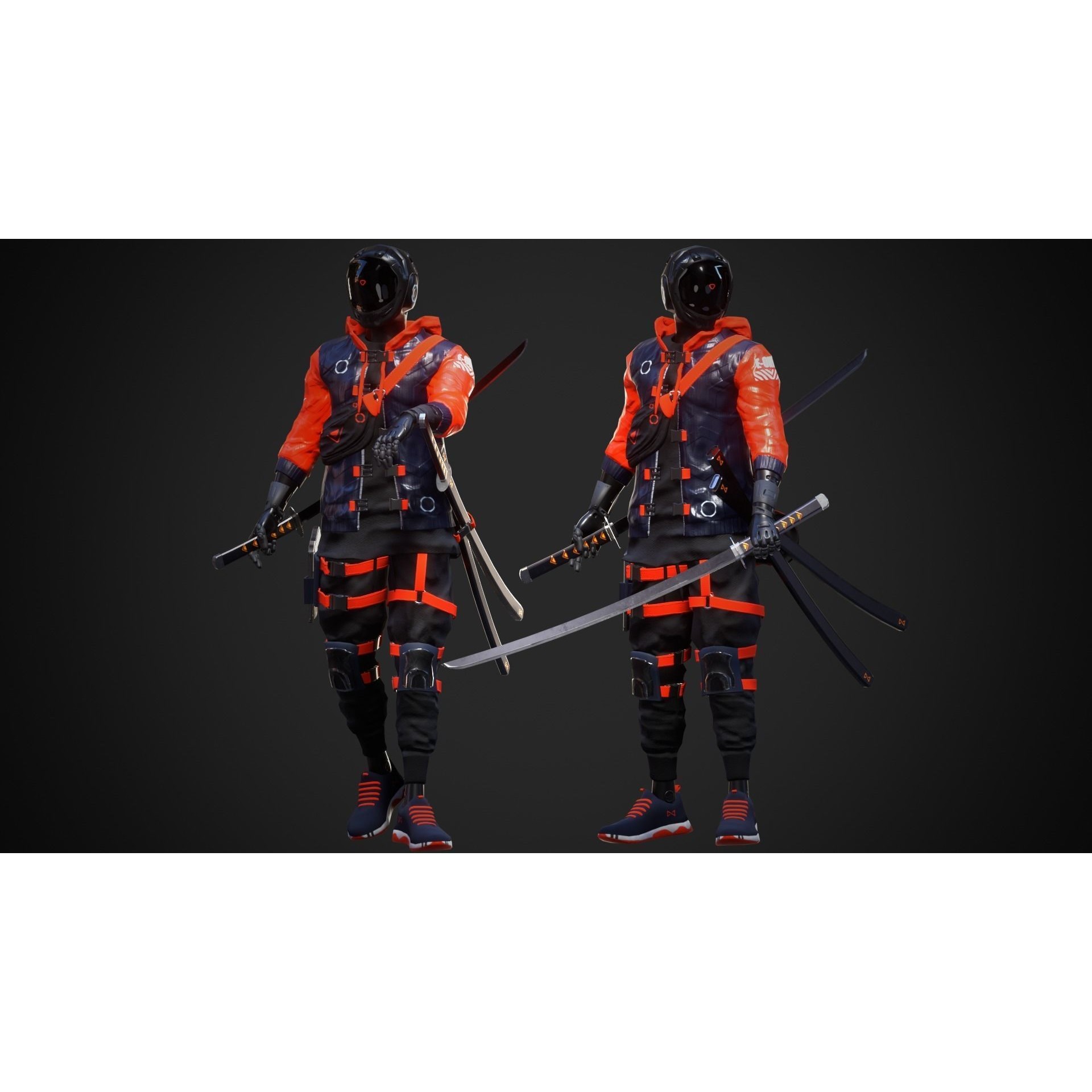 Cyberpunk Azura Robot - Low-Poly Game-Ready 3D Model - View 5