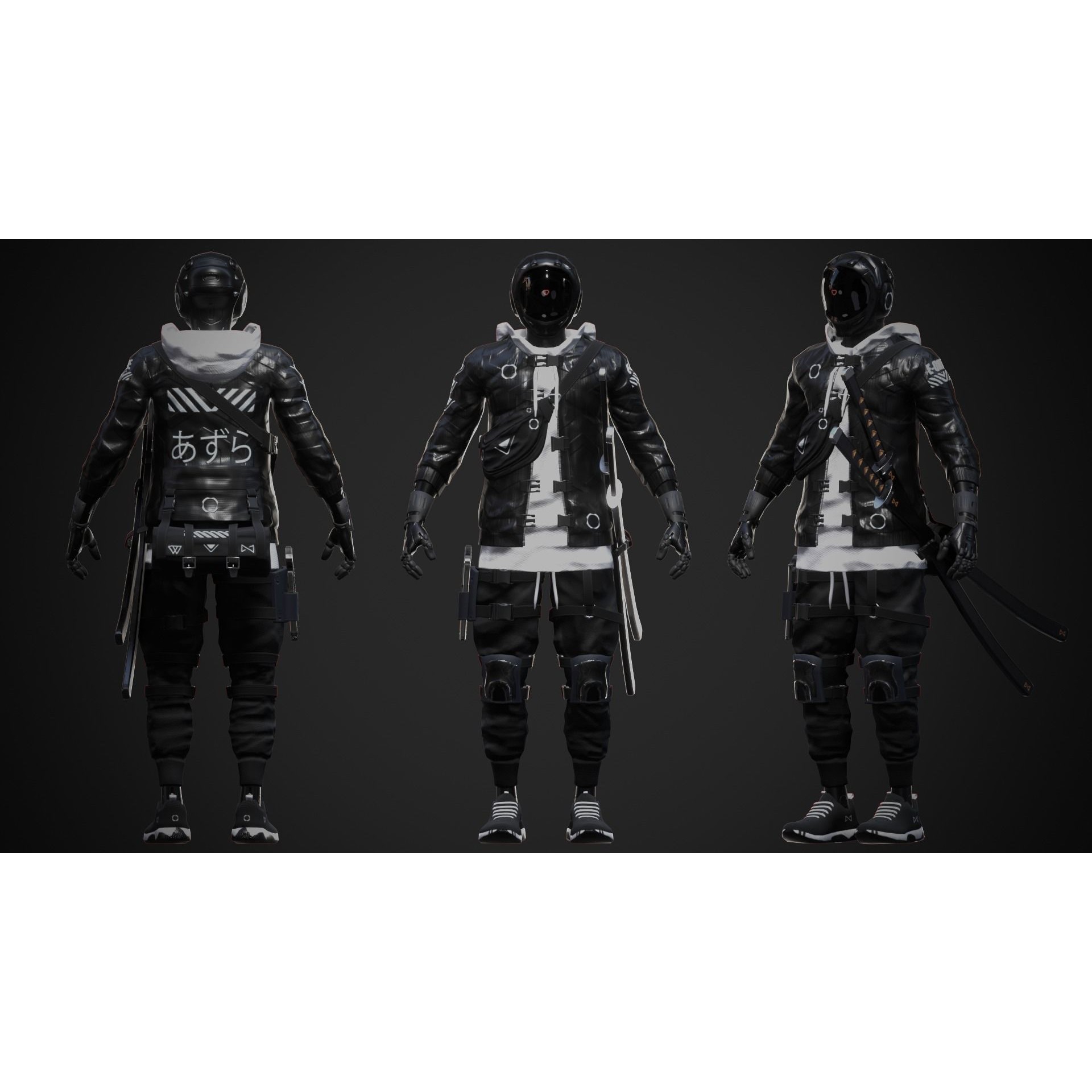 Cyberpunk Azura Robot - Low-Poly Game-Ready 3D Model - View 7