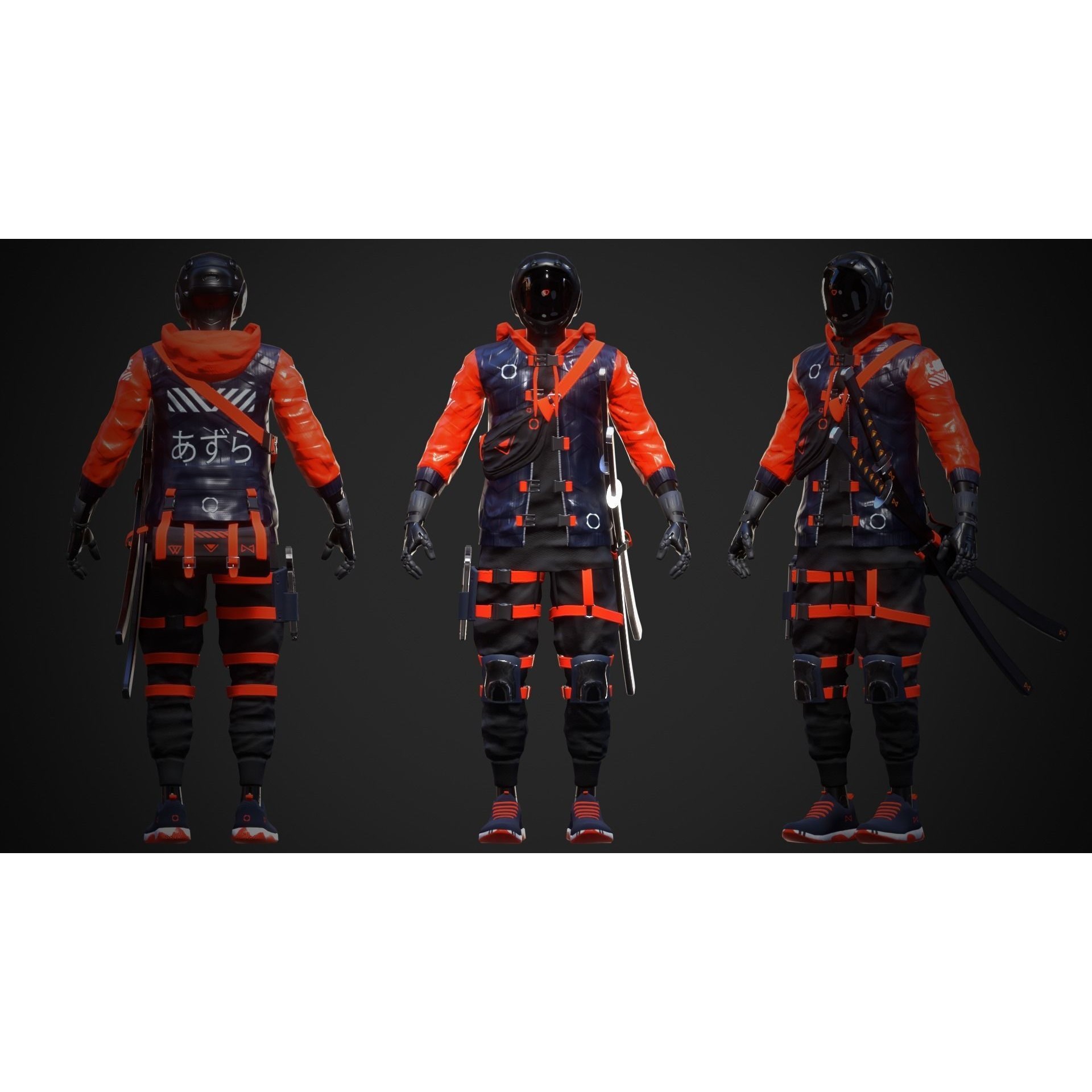 Cyberpunk Azura Robot - Low-Poly Game-Ready 3D Model - View 8