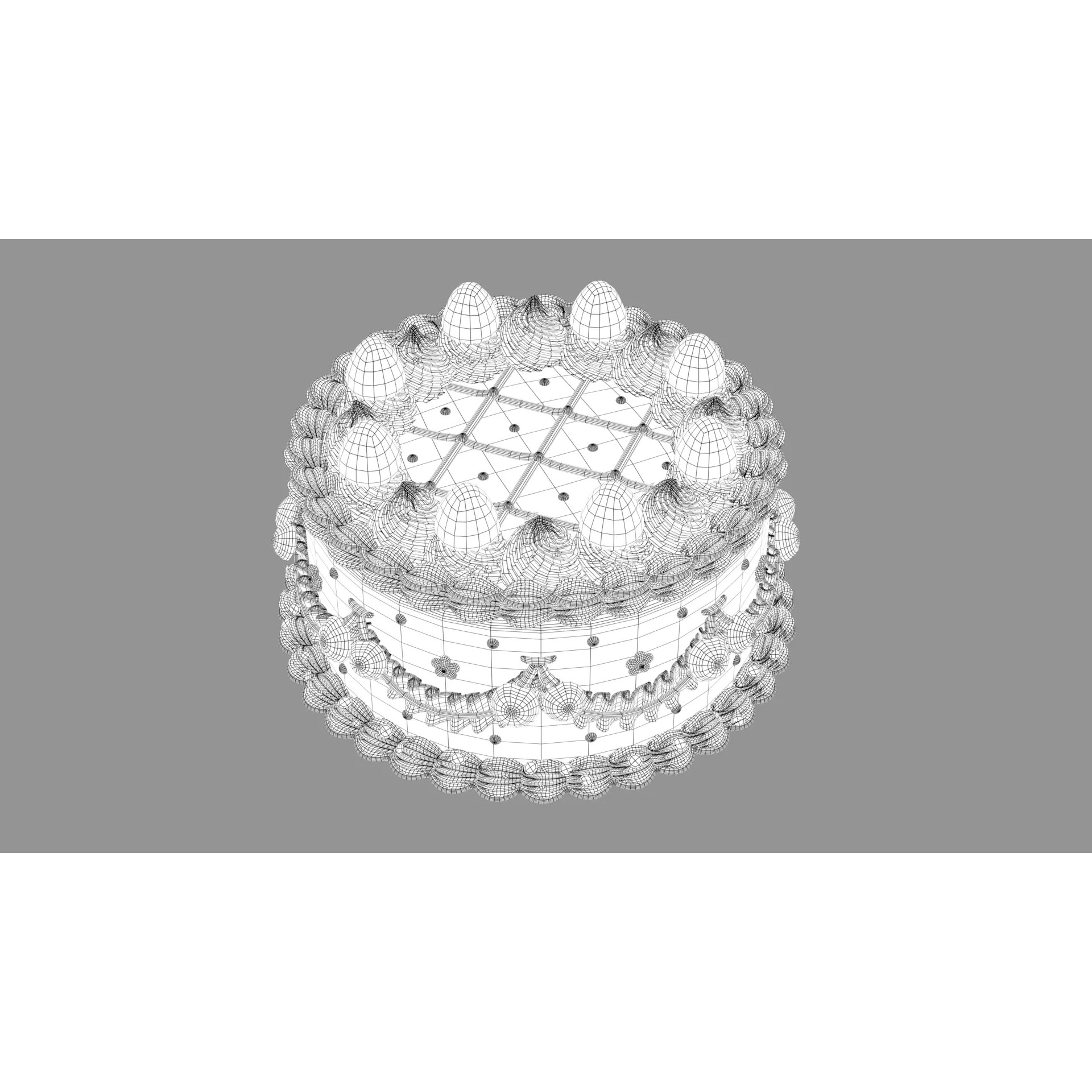 Strawberry Cherry Cake - Stylized Whole Cake 3D Model - View 11