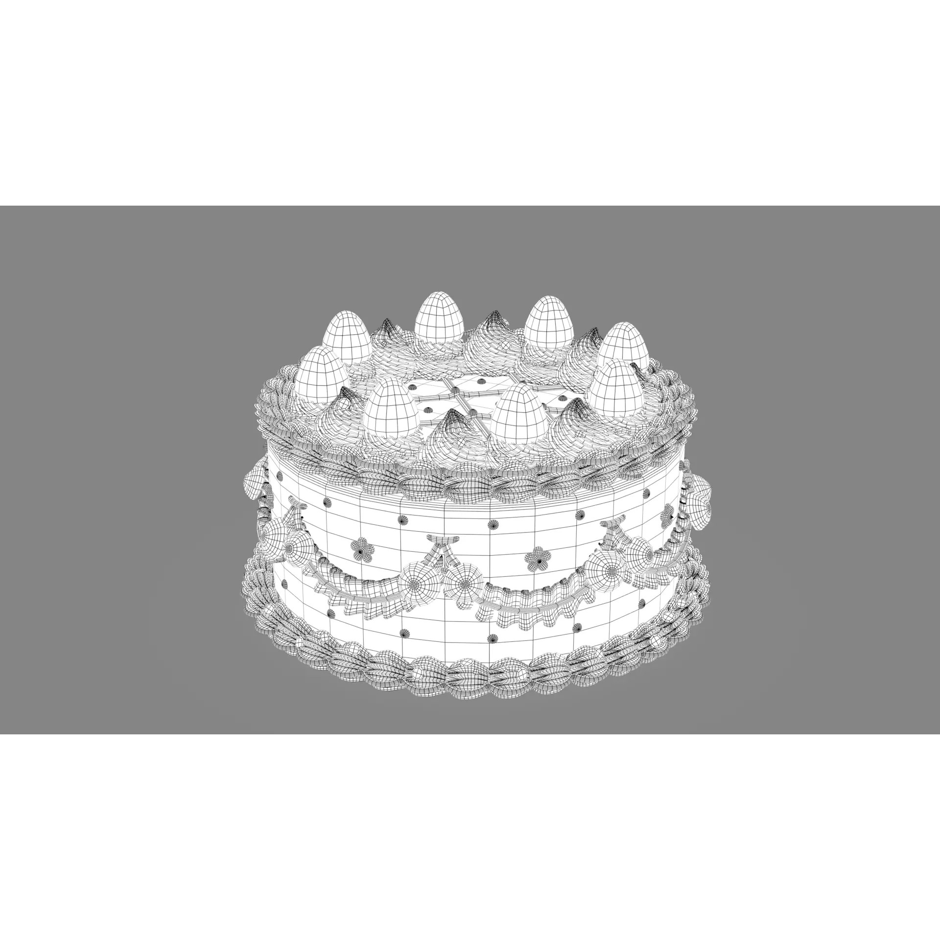Strawberry Cherry Cake - Stylized Whole Cake 3D Model - View 14