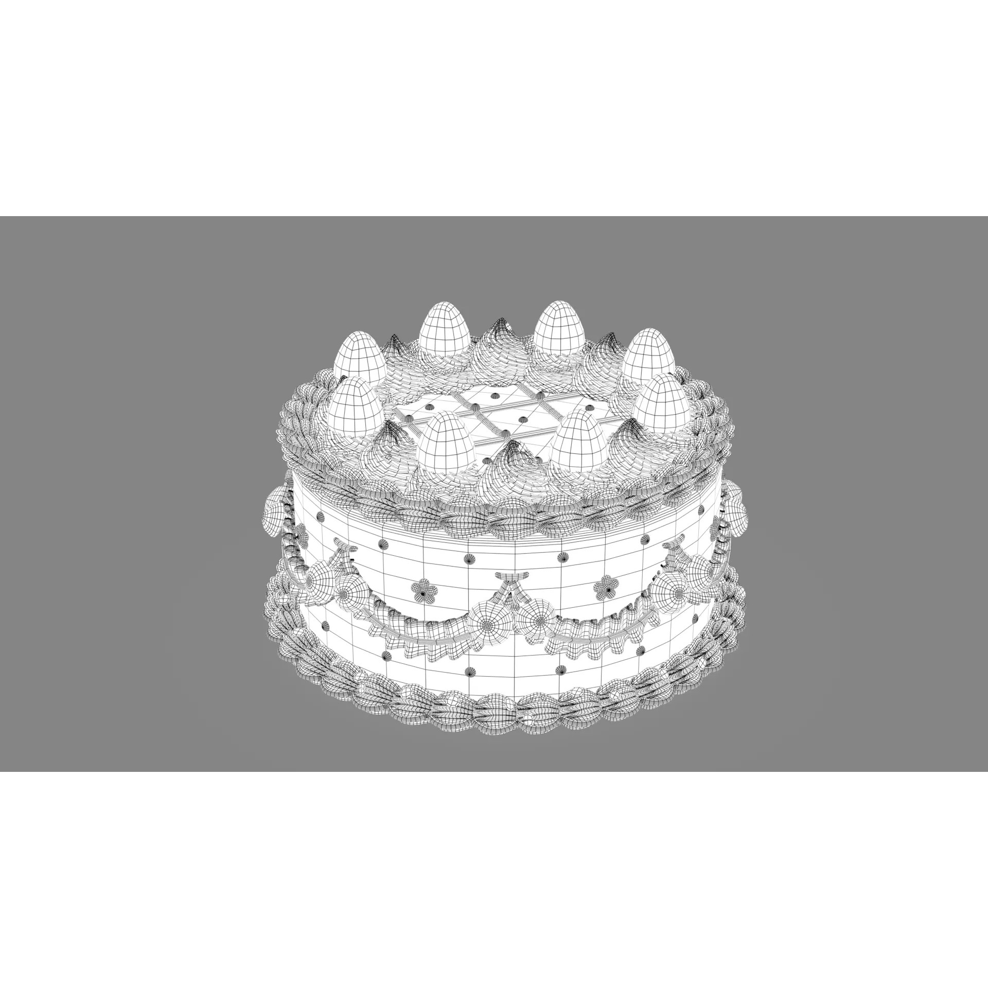Strawberry Cherry Cake - Stylized Whole Cake 3D Model - View 16