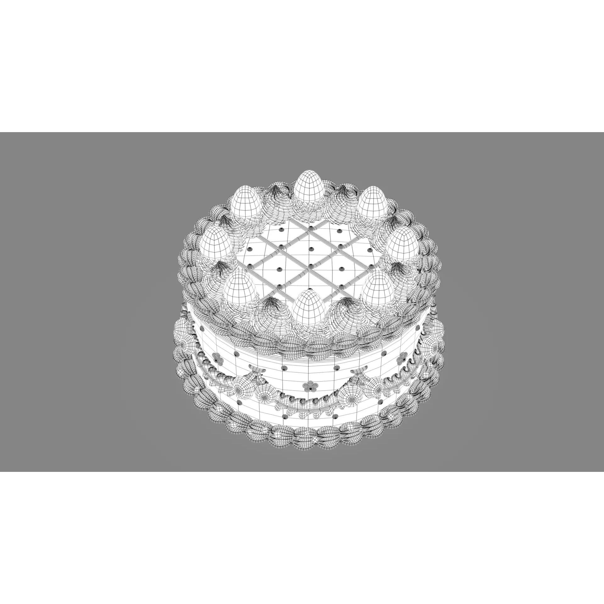 Strawberry Cherry Cake - Stylized Whole Cake 3D Model - View 17