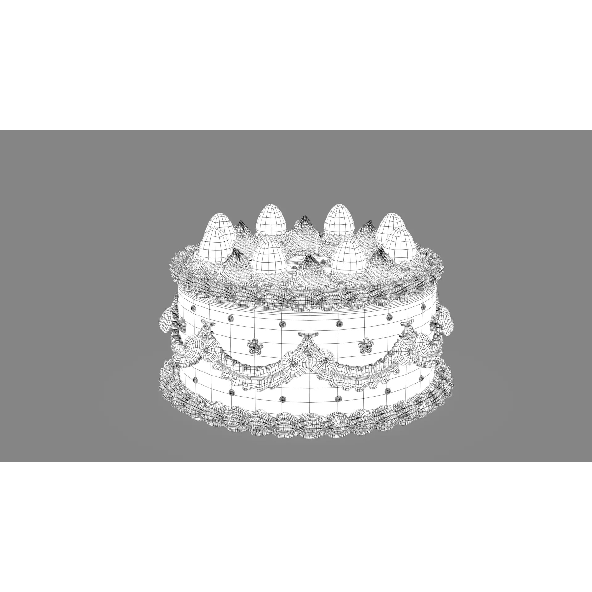 Strawberry Cherry Cake - Stylized Whole Cake 3D Model - View 18