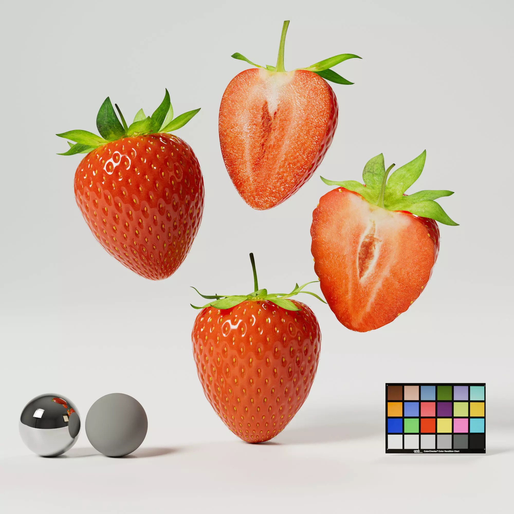 Strawberries - Low-Poly Game-Ready 3D Model - View 2