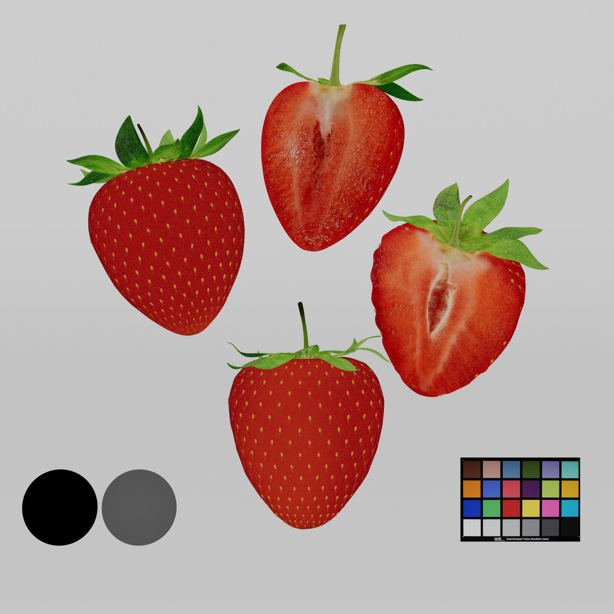 Strawberries - Low-Poly Game-Ready 3D Model - View 4