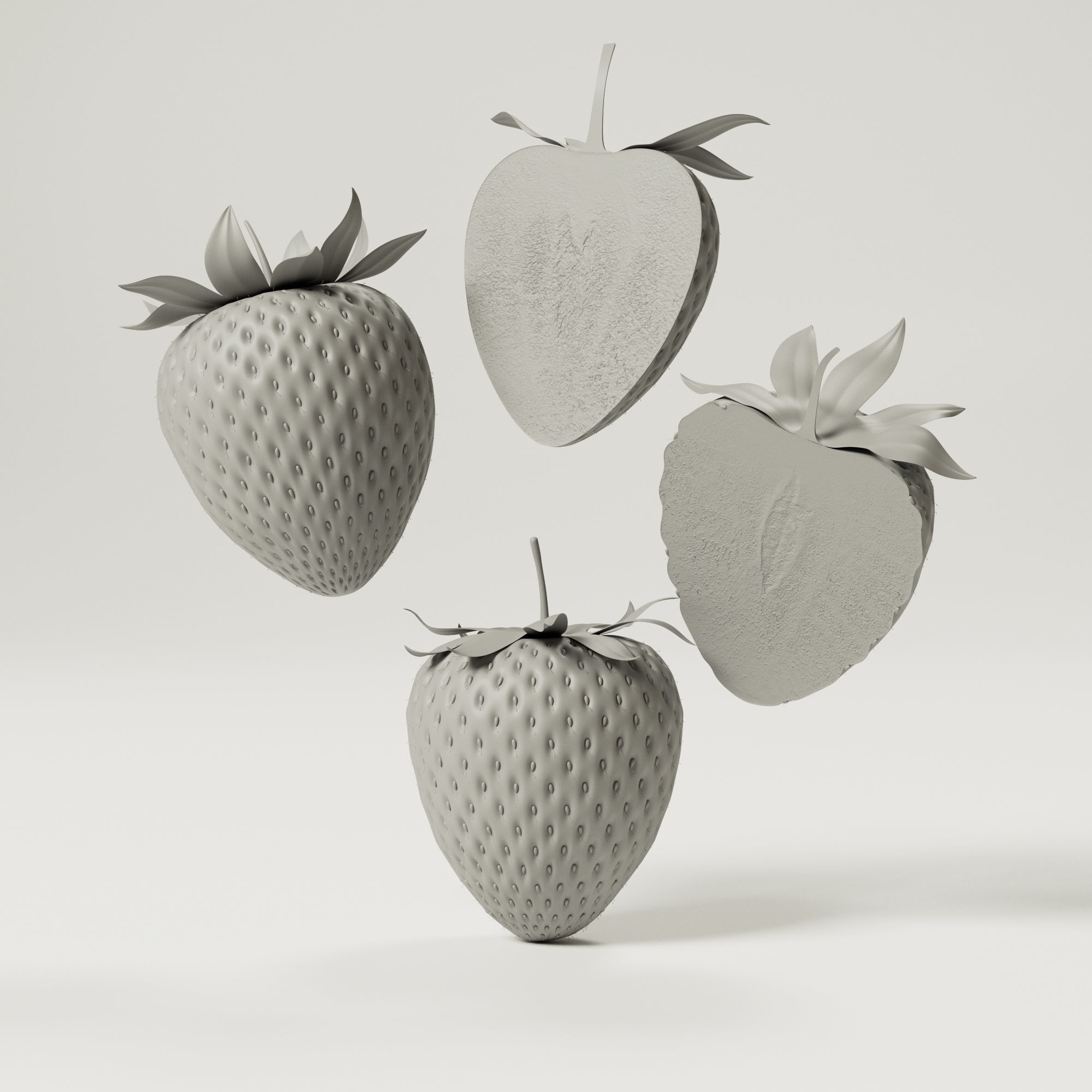 Strawberries - Low-Poly Game-Ready 3D Model - View 5