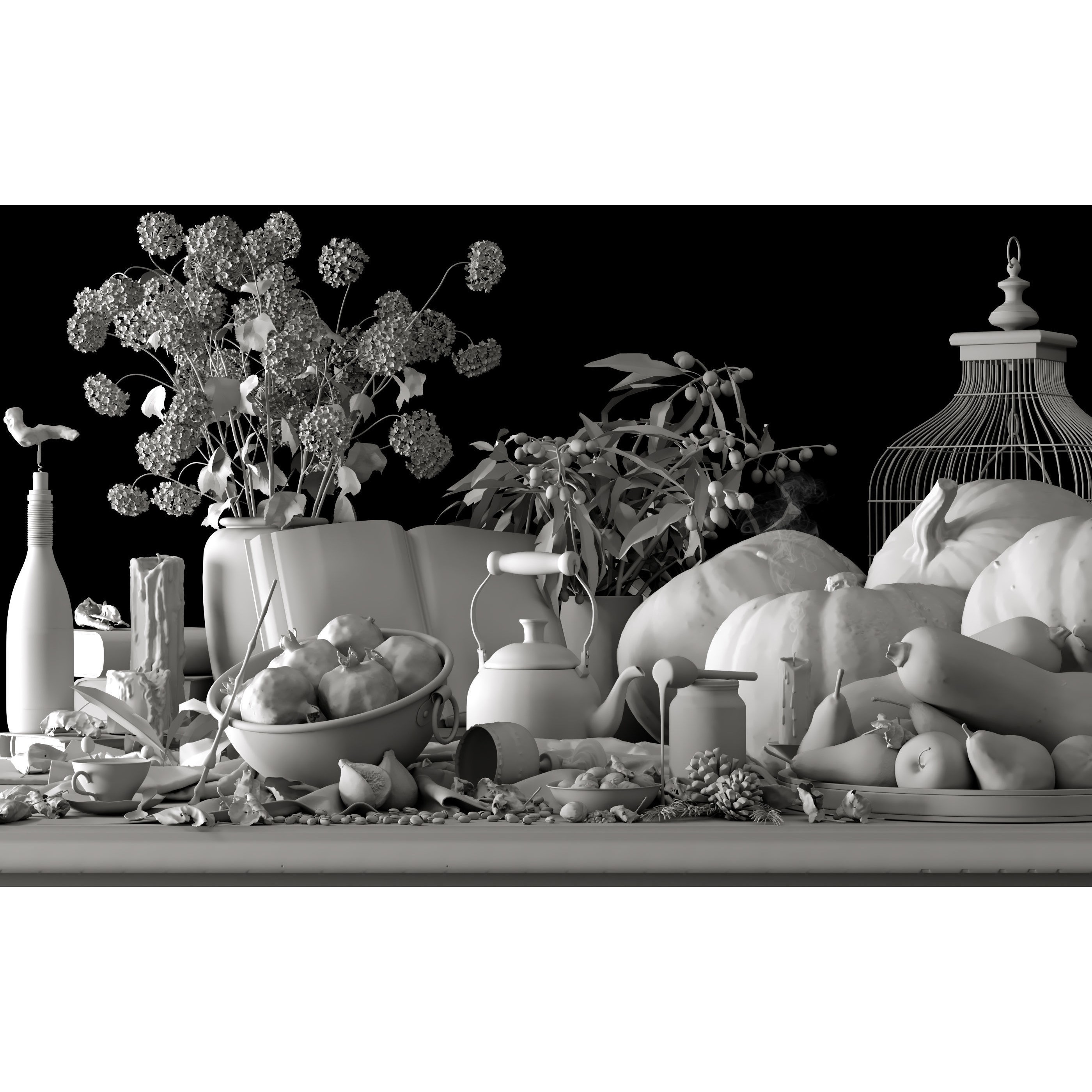 Fruits Kitchenware with Vegetables - Realistic 3D Model - View 4