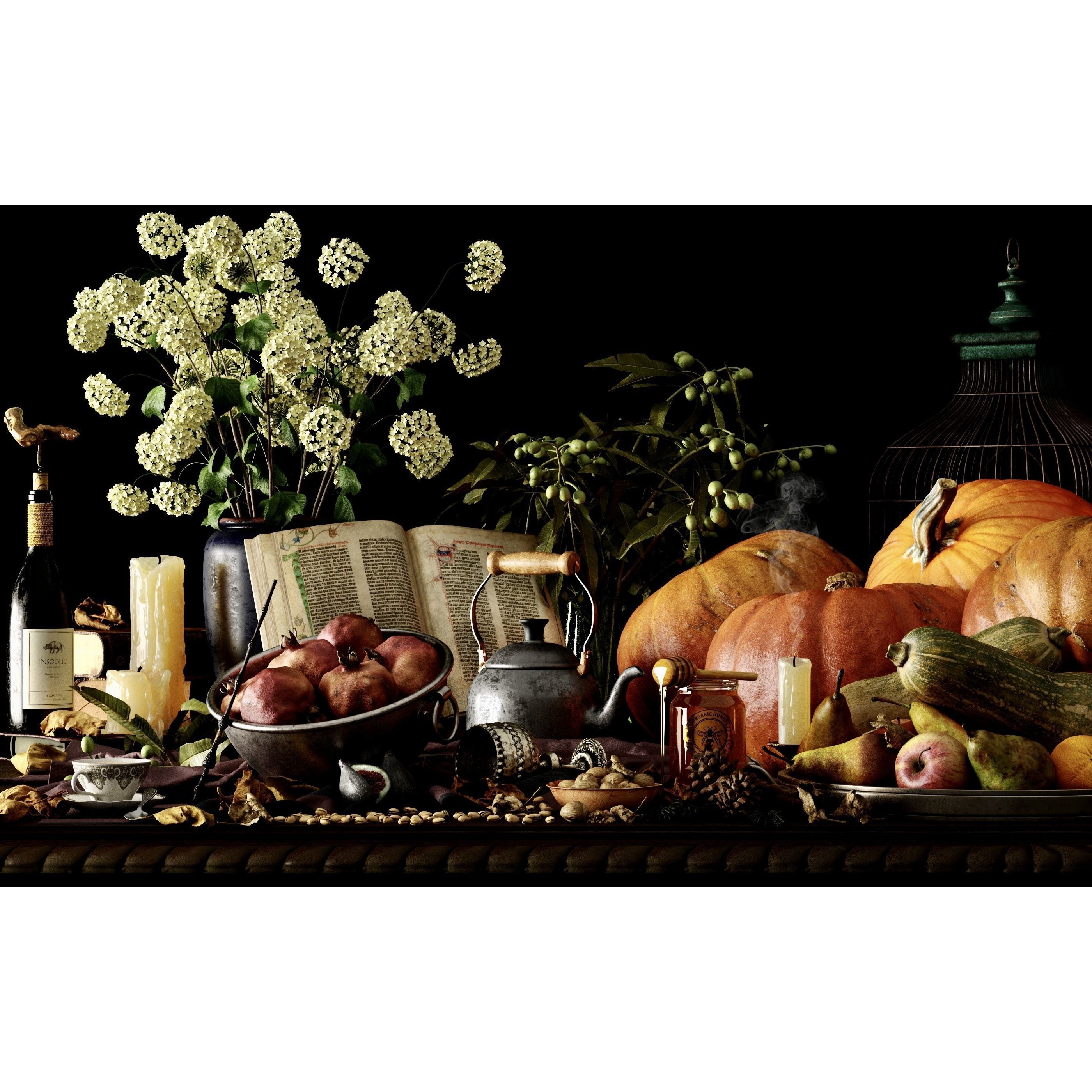 Fruits Kitchenware with Vegetables - Realistic 3D Model - View 5