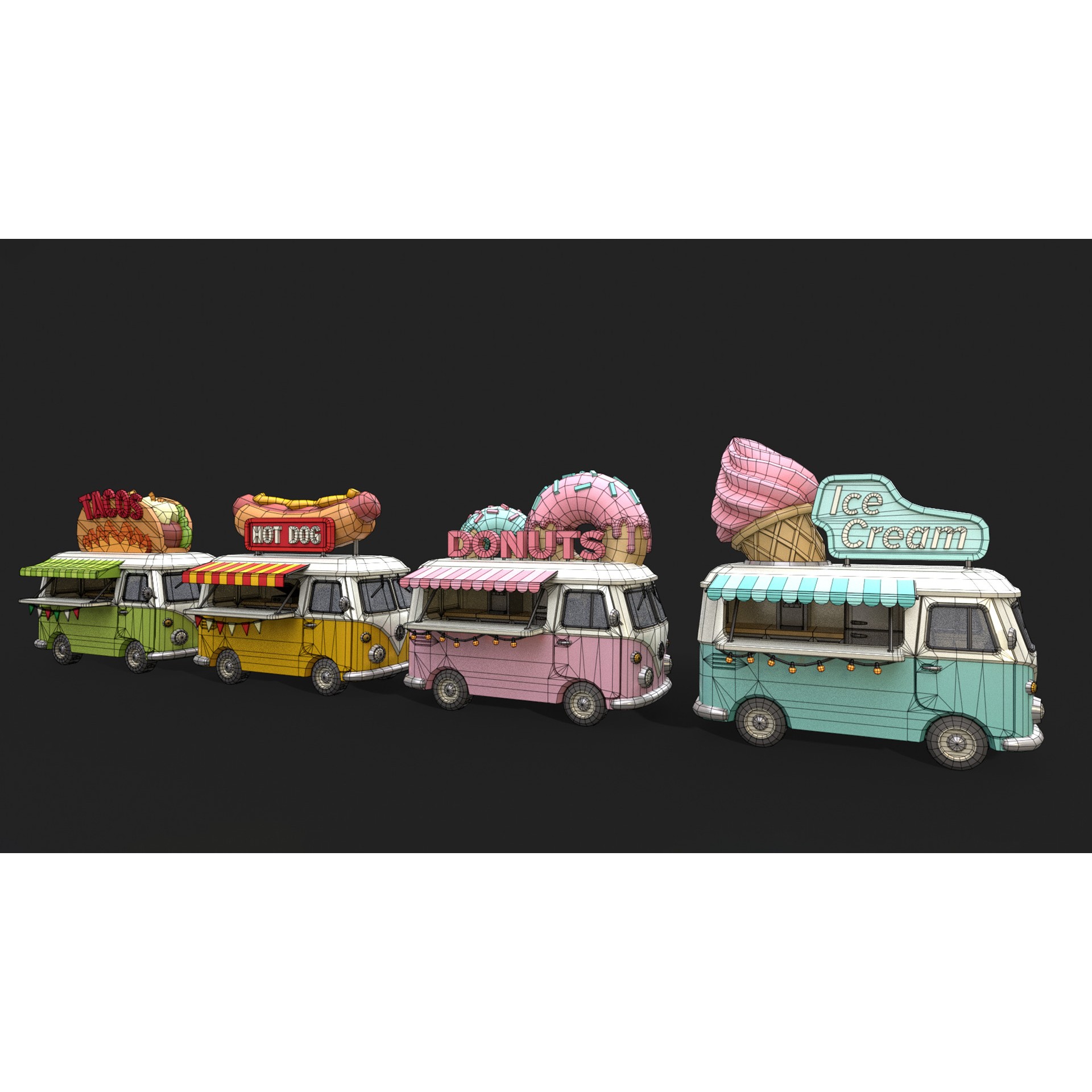 Stylized Food Truck - Low-Poly Game-Ready 3D Model