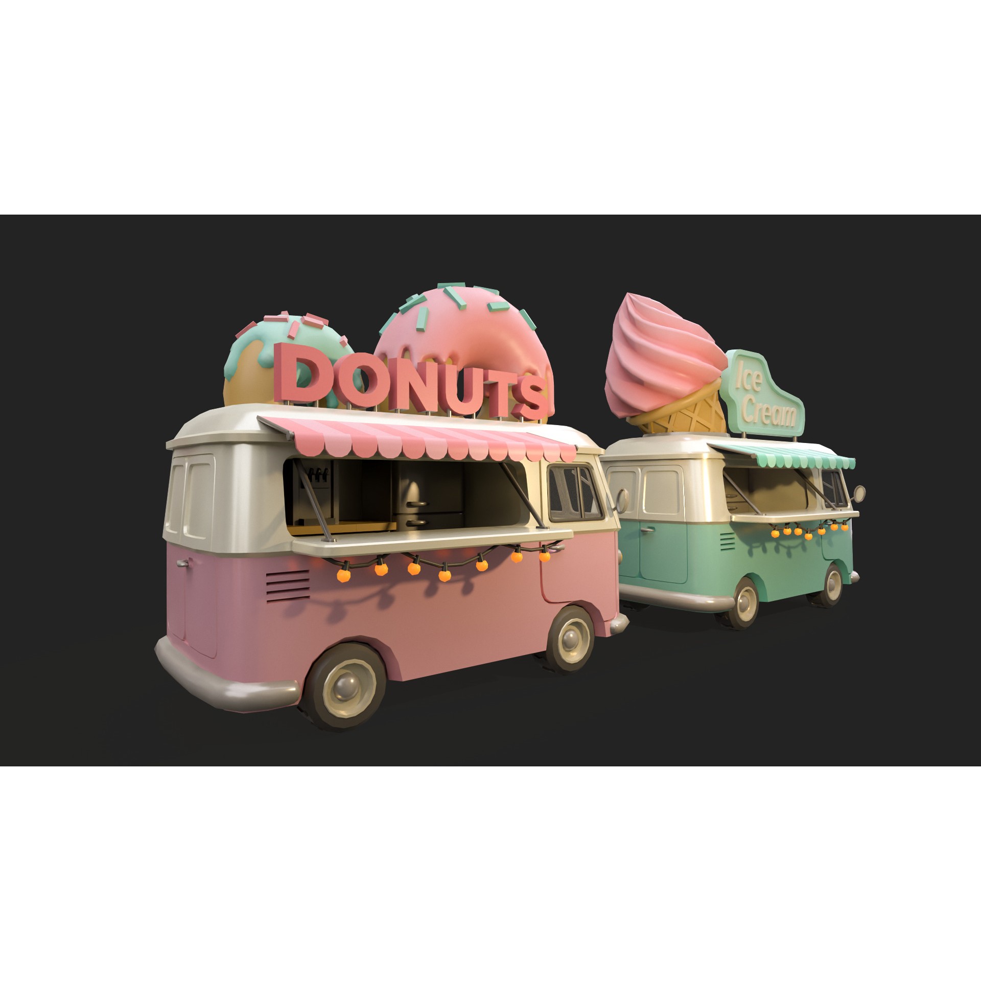 Stylized Food Truck - Low-Poly Game-Ready 3D Model - View 12