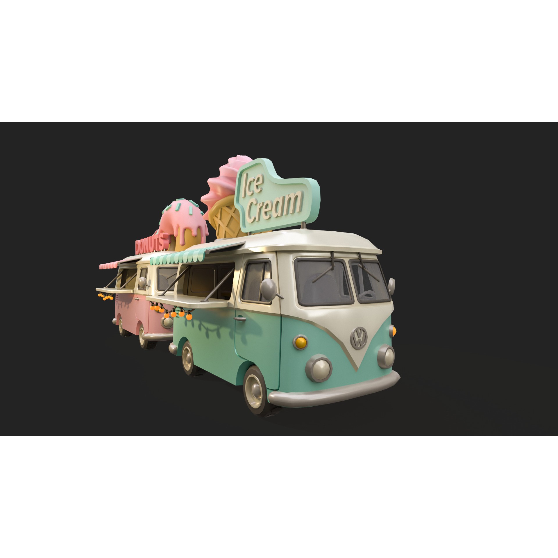 Stylized Food Truck - Low-Poly Game-Ready 3D Model - View 14