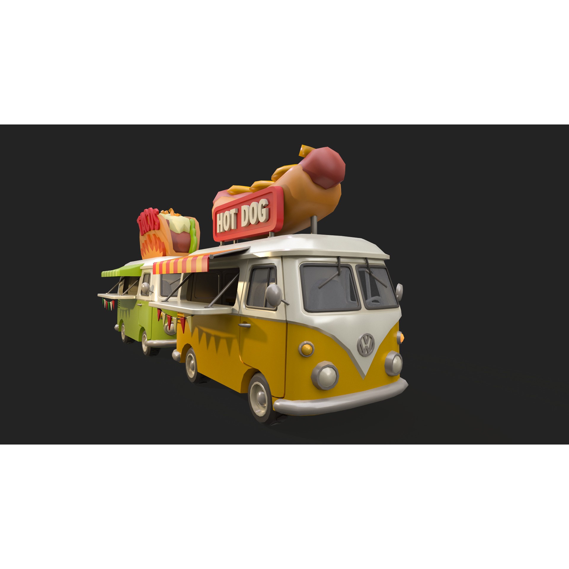 Stylized Food Truck - Low-Poly Game-Ready 3D Model - View 15