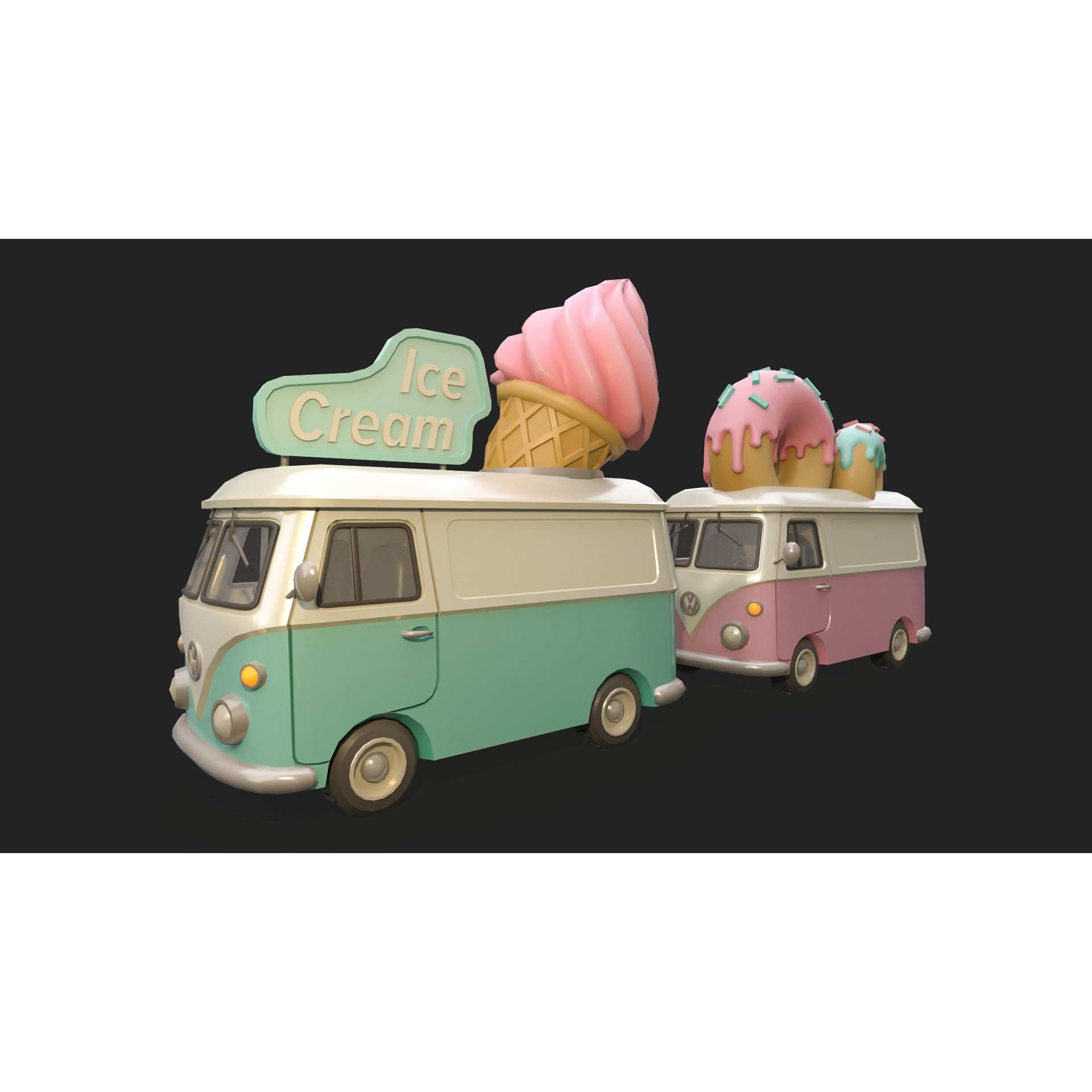 Stylized Food Truck - Low-Poly Game-Ready 3D Model - View 16