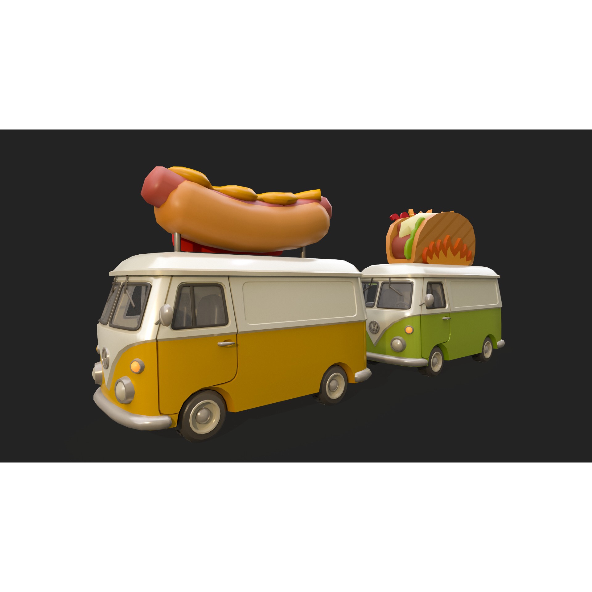 Stylized Food Truck - Low-Poly Game-Ready 3D Model - View 17