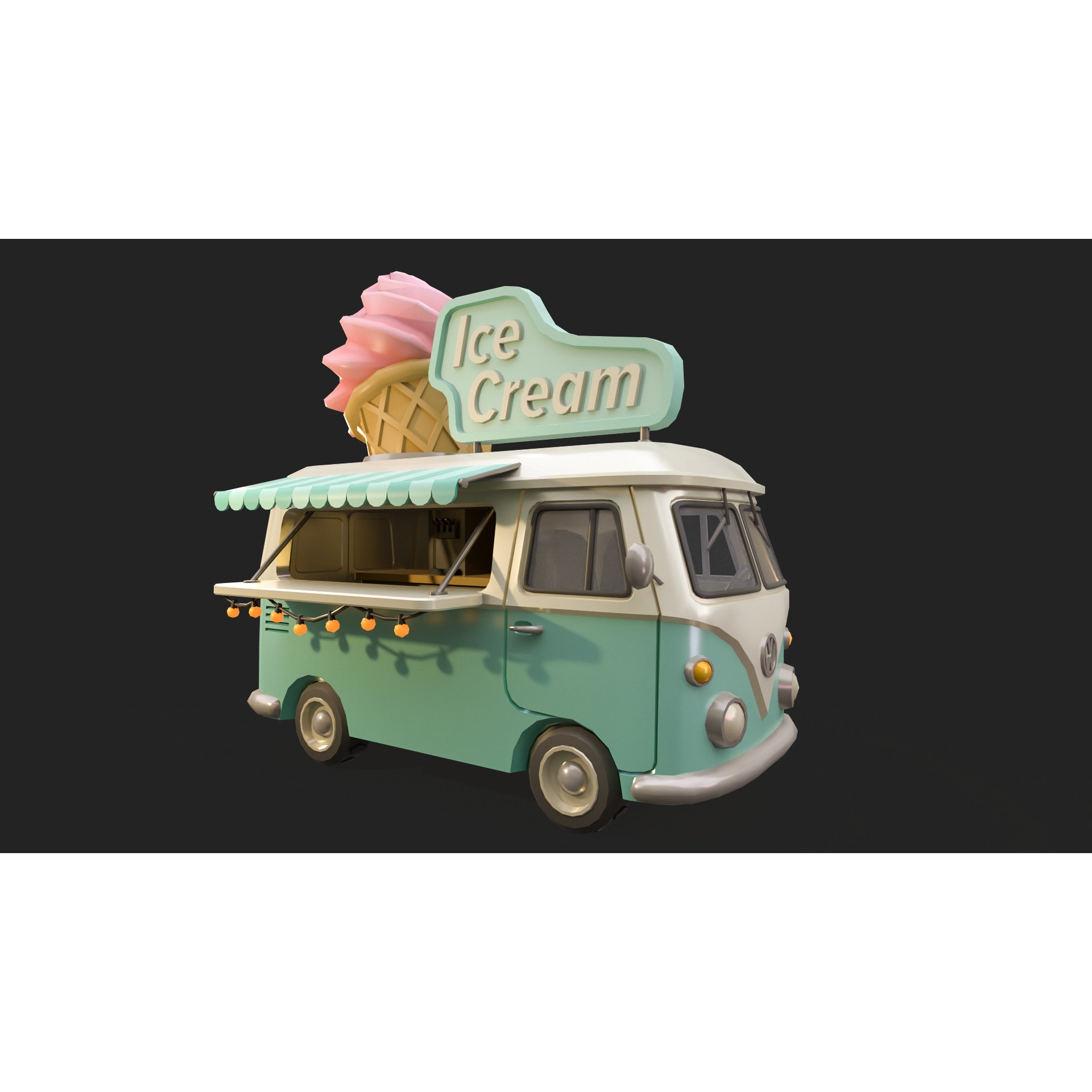 Stylized Food Truck - Low-Poly Game-Ready 3D Model - View 4