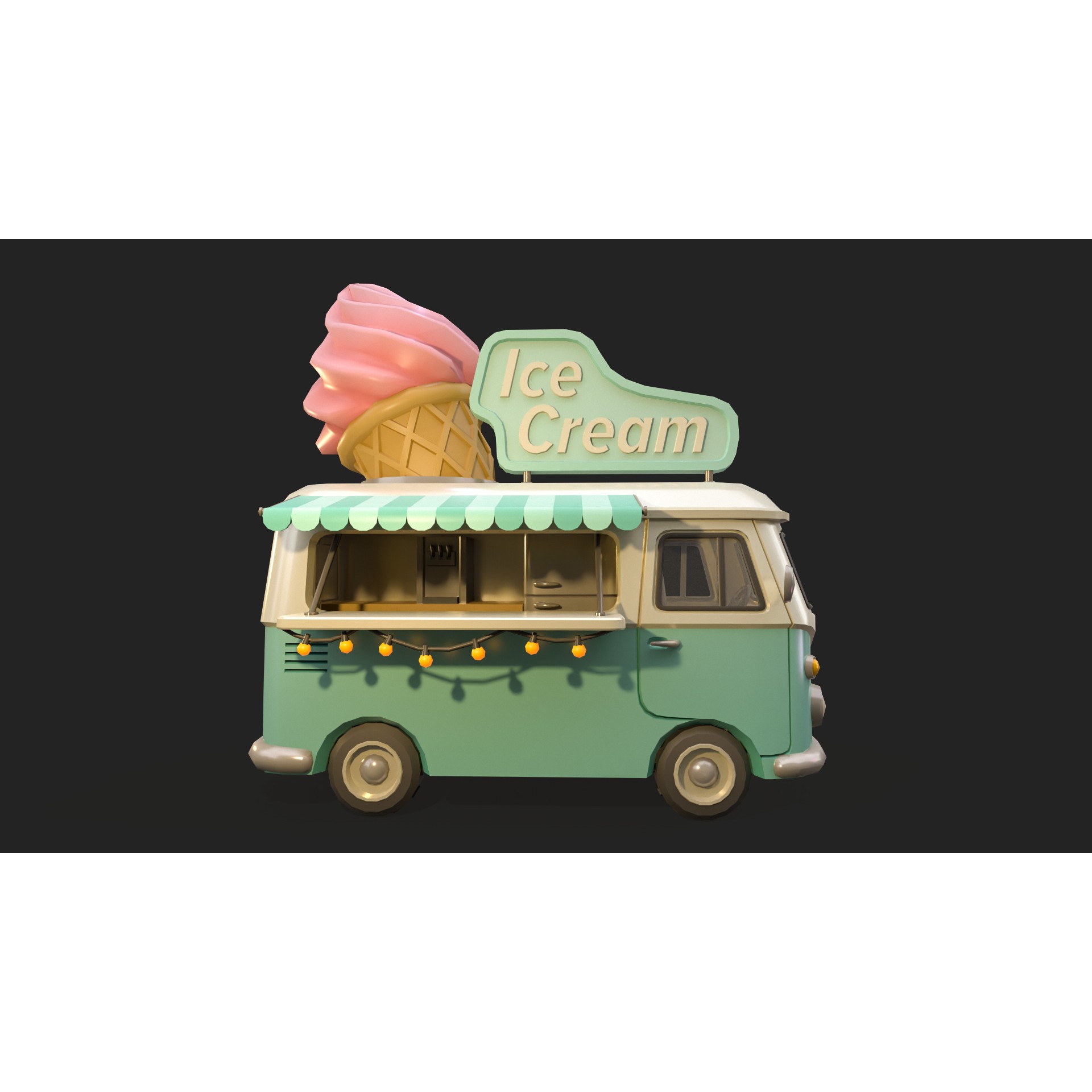 Stylized Food Truck - Low-Poly Game-Ready 3D Model - View 5