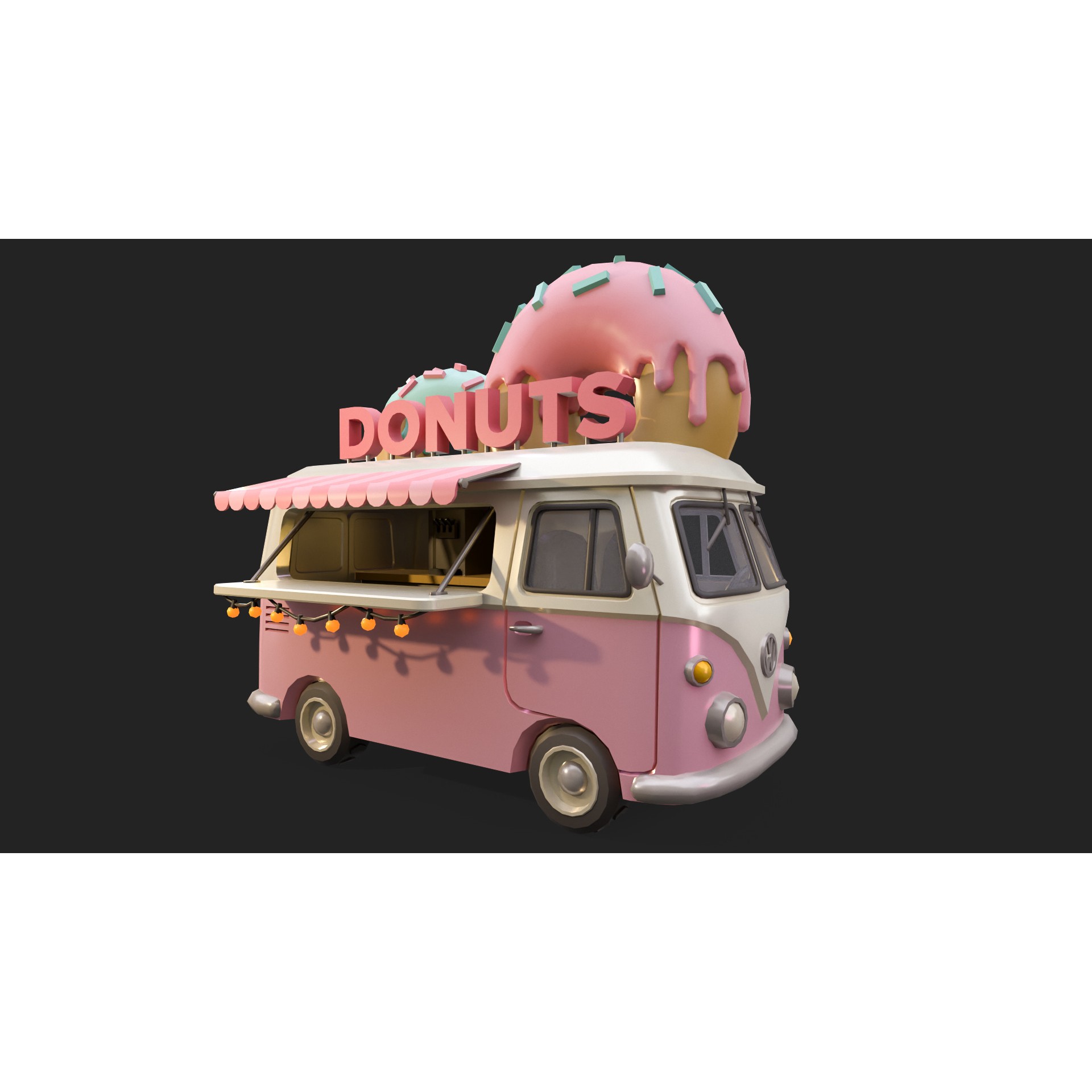 Stylized Food Truck - Low-Poly Game-Ready 3D Model - View 6