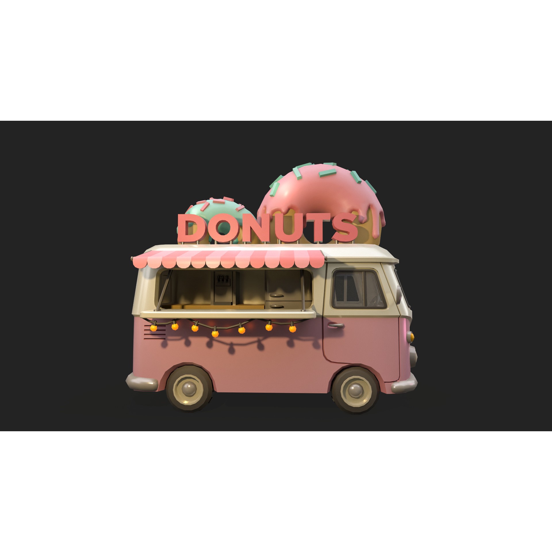 Stylized Food Truck - Low-Poly Game-Ready 3D Model - View 7