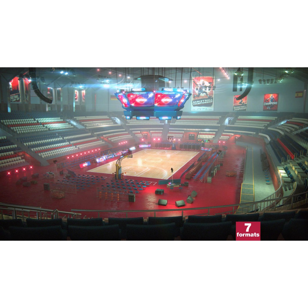 Basketball Arena Stadium Interior 3D Model – High-Quality PBR Asset for Games - View 2