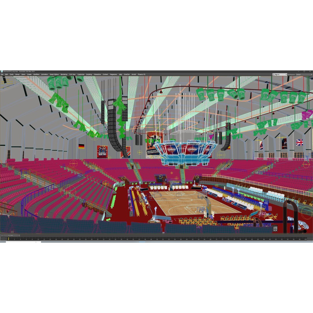 Basketball Arena Stadium Interior 3D Model – High-Quality PBR Asset for Games - View 38